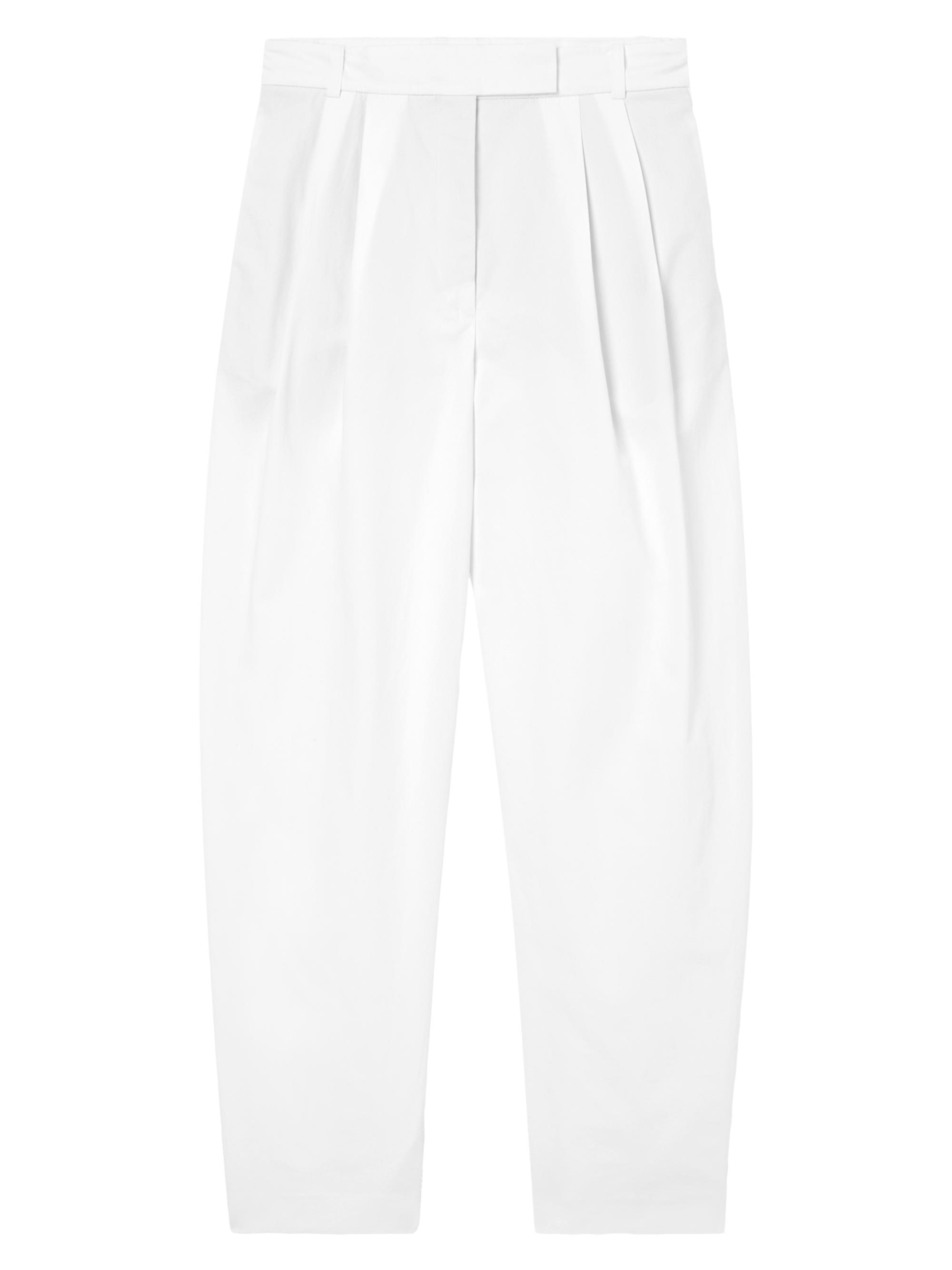 Róhe Women's Pleated Cotton Barrel Trousers - Optic White