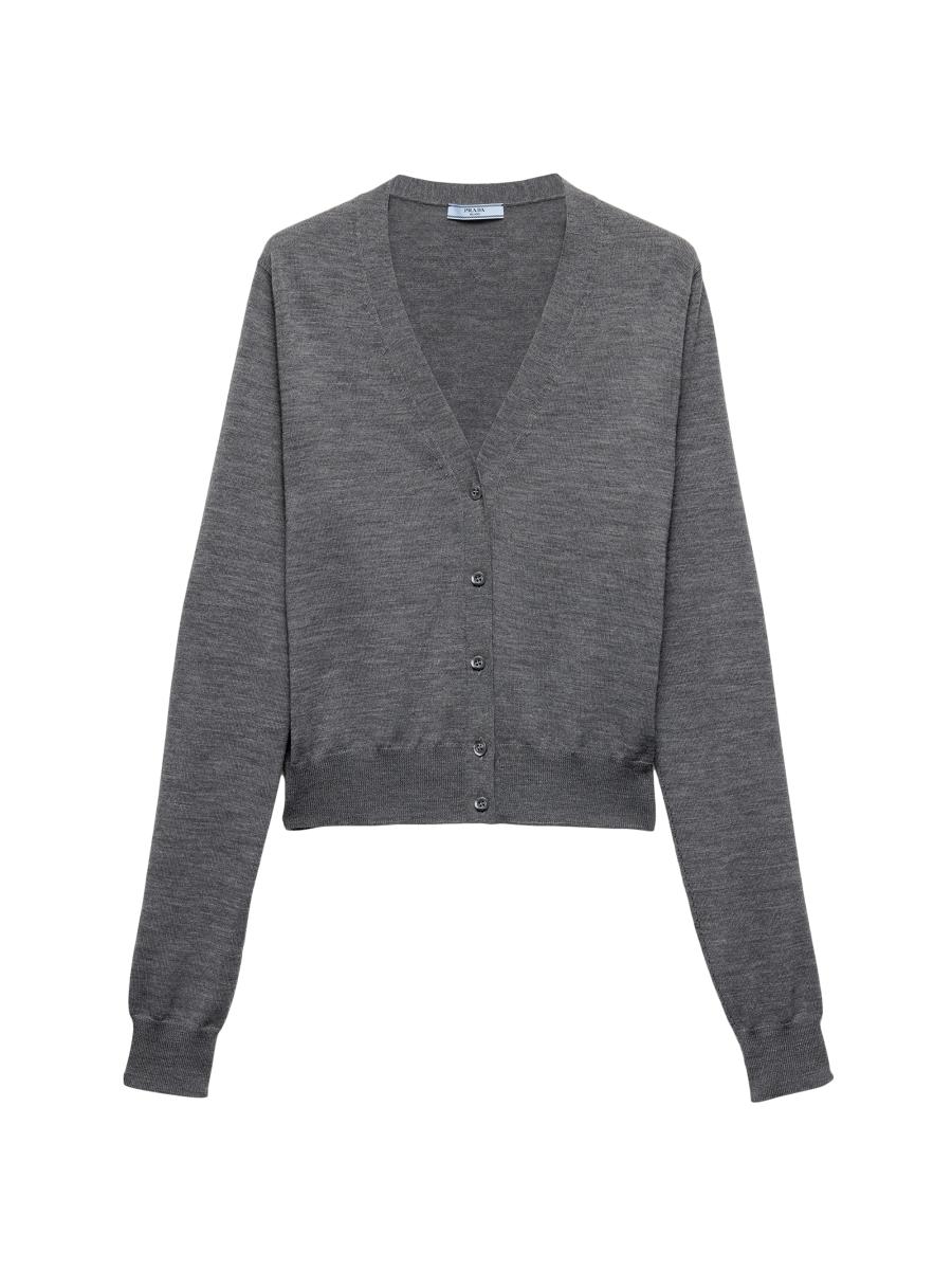 Prada Women's Wool Cardigan In Gray