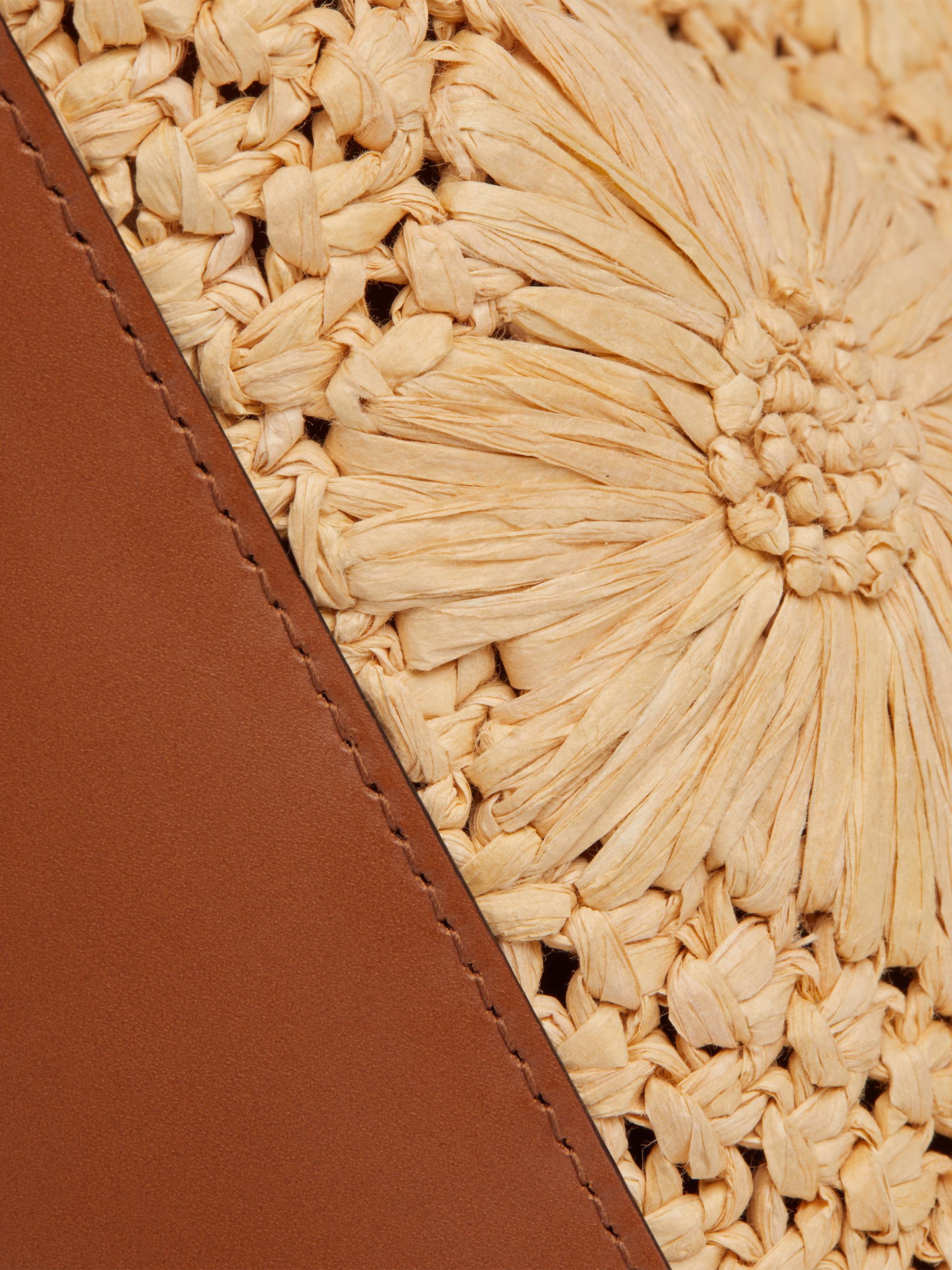 Strathberry Medium Lana Floral-Detailed Raffia & Leather Shoulder