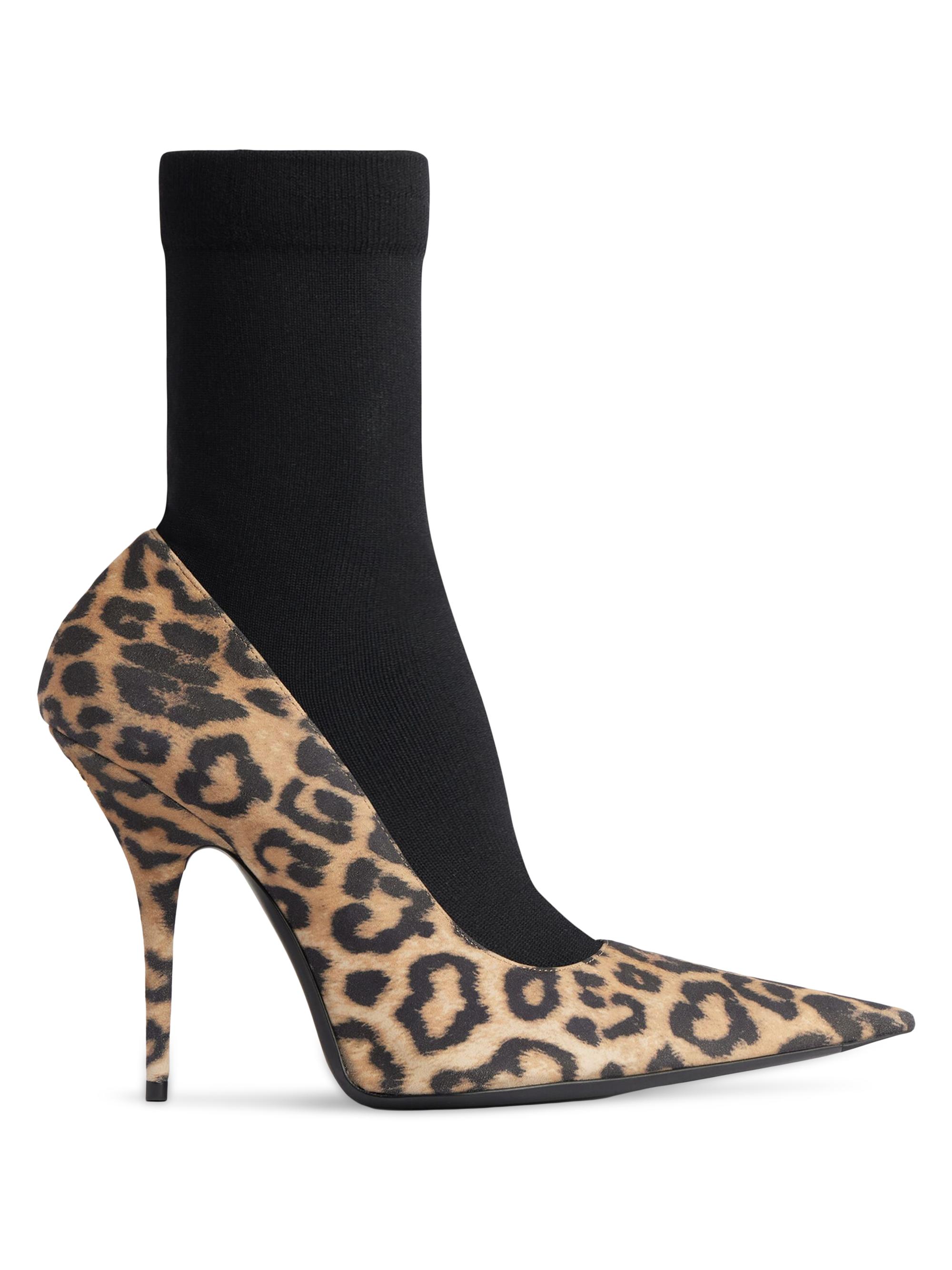 Balenciaga Women's Avenue Sock 110MM Pumps - Leopard Black