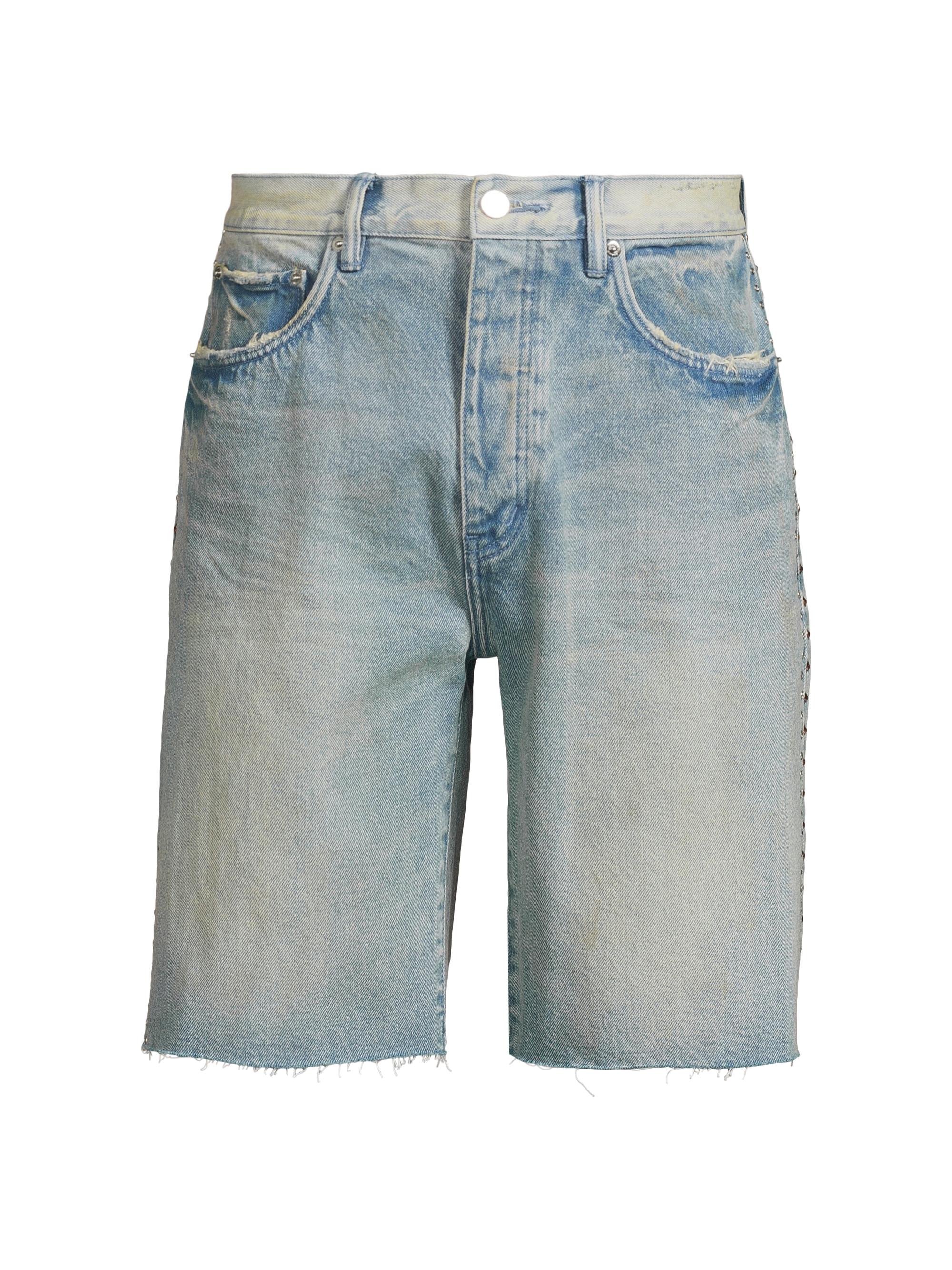 Purple Brand Men's Basalt Rhinestone Embellished Denim Shorts - Indigo