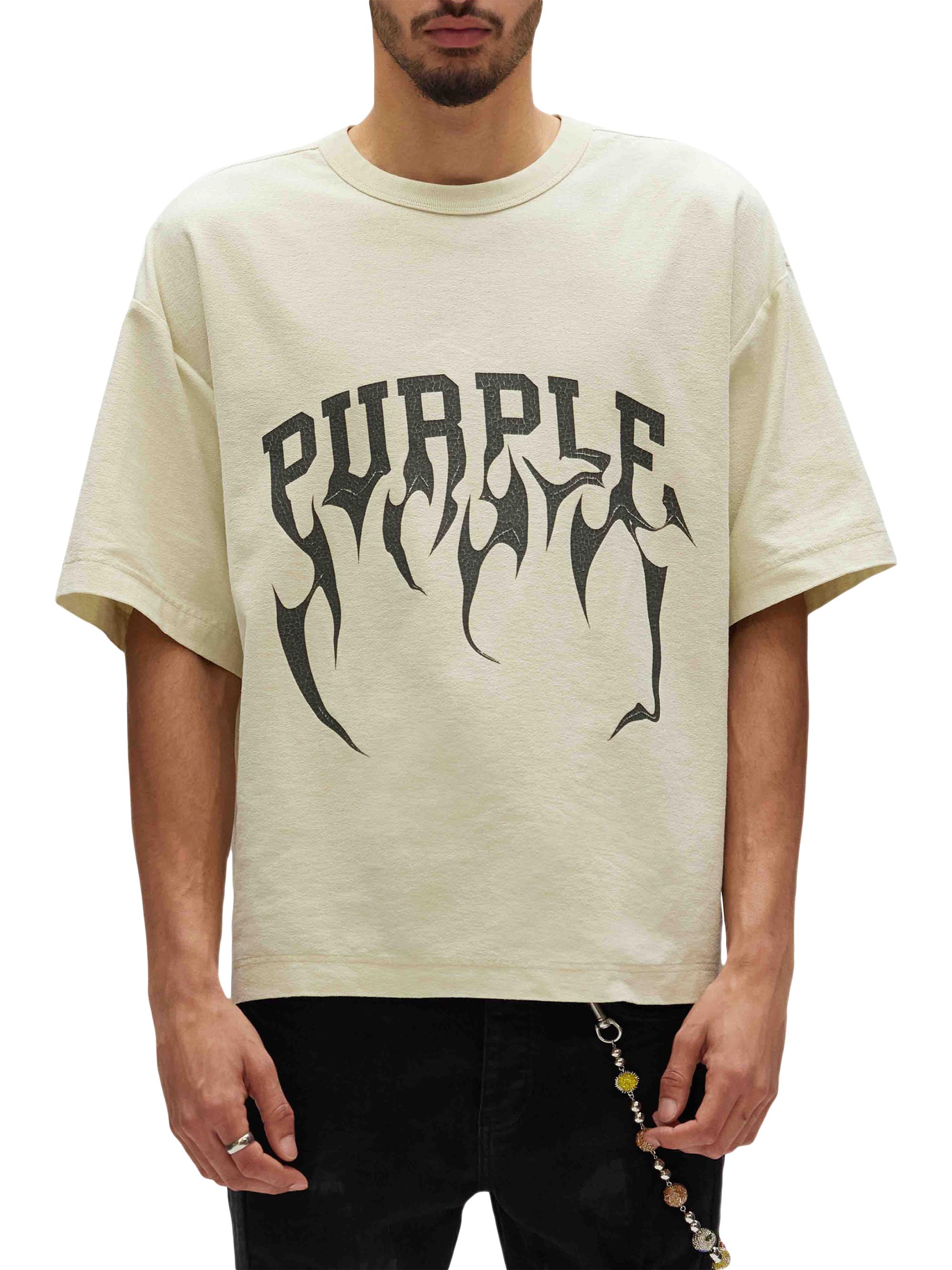 Purple Brand Men's Cotton Jersey Oversized T-Shirt - Ecru