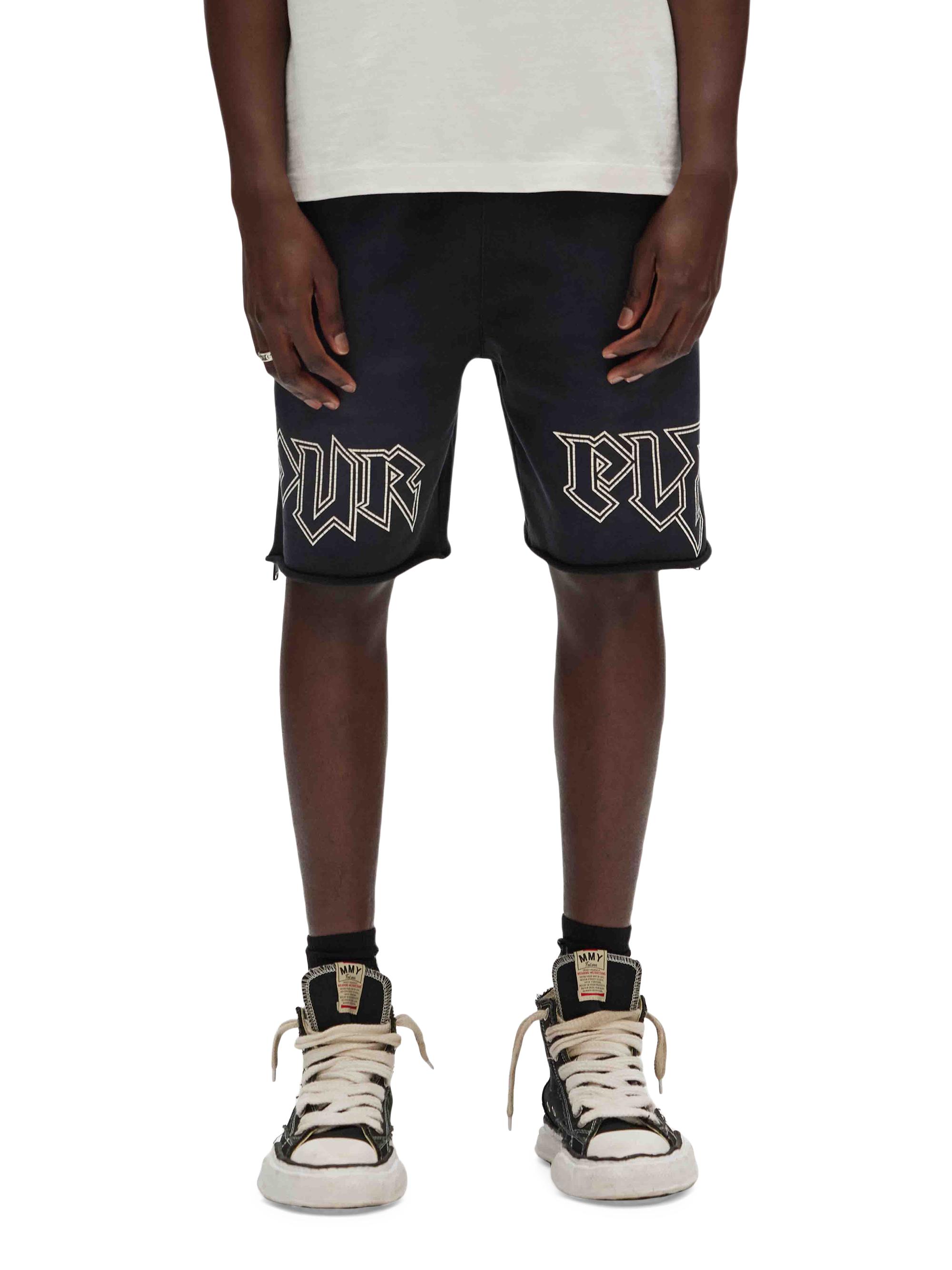 Purple Brand Men's Cotton Fleece Side-Zip Shorts - Black