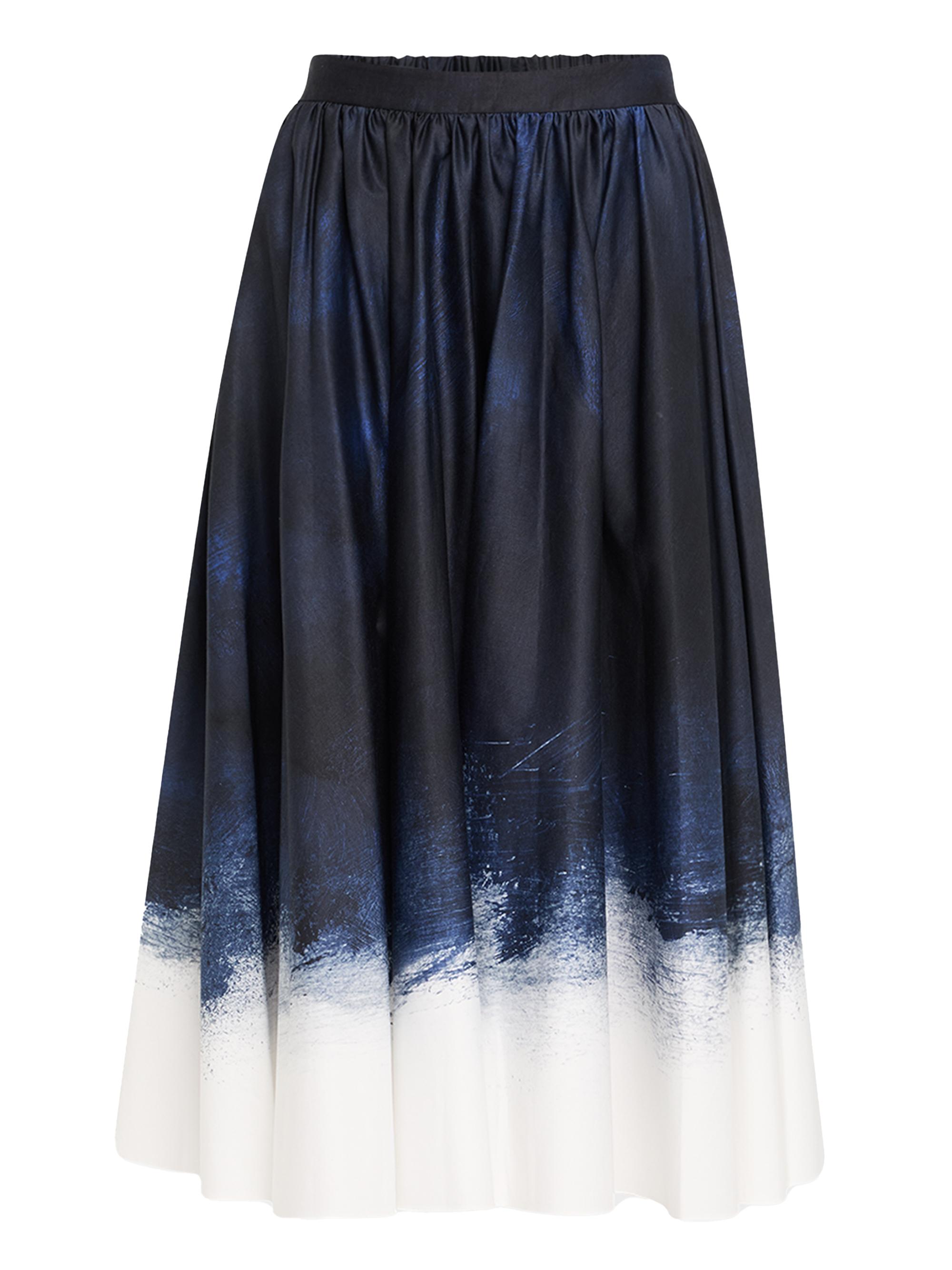 Jason Wu Women's Brush Stroke Stretch-Cotton Midi-Skirt - Navy White