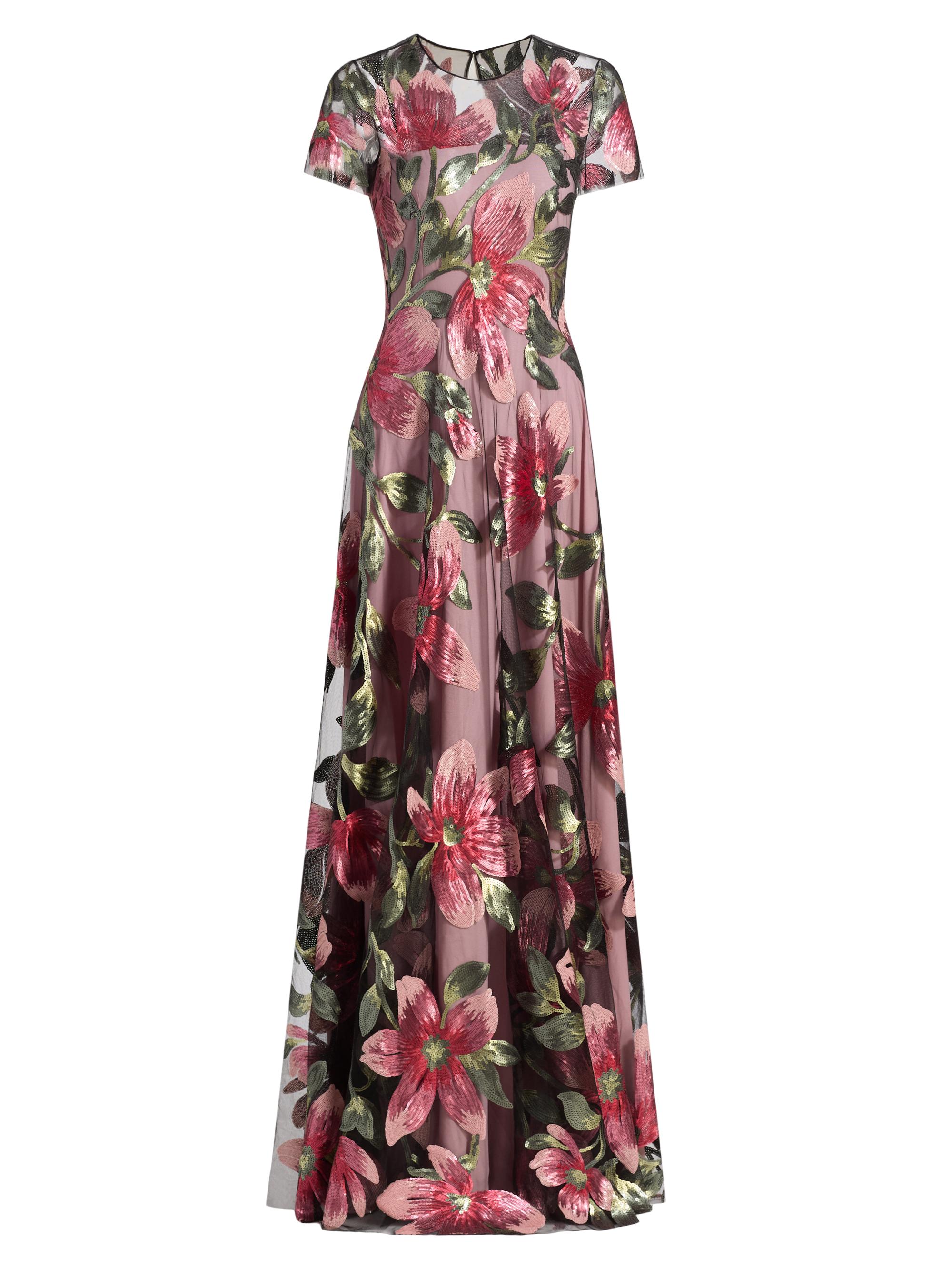 Naeem Khan Women's Sequined Floral Gown - Black Pink