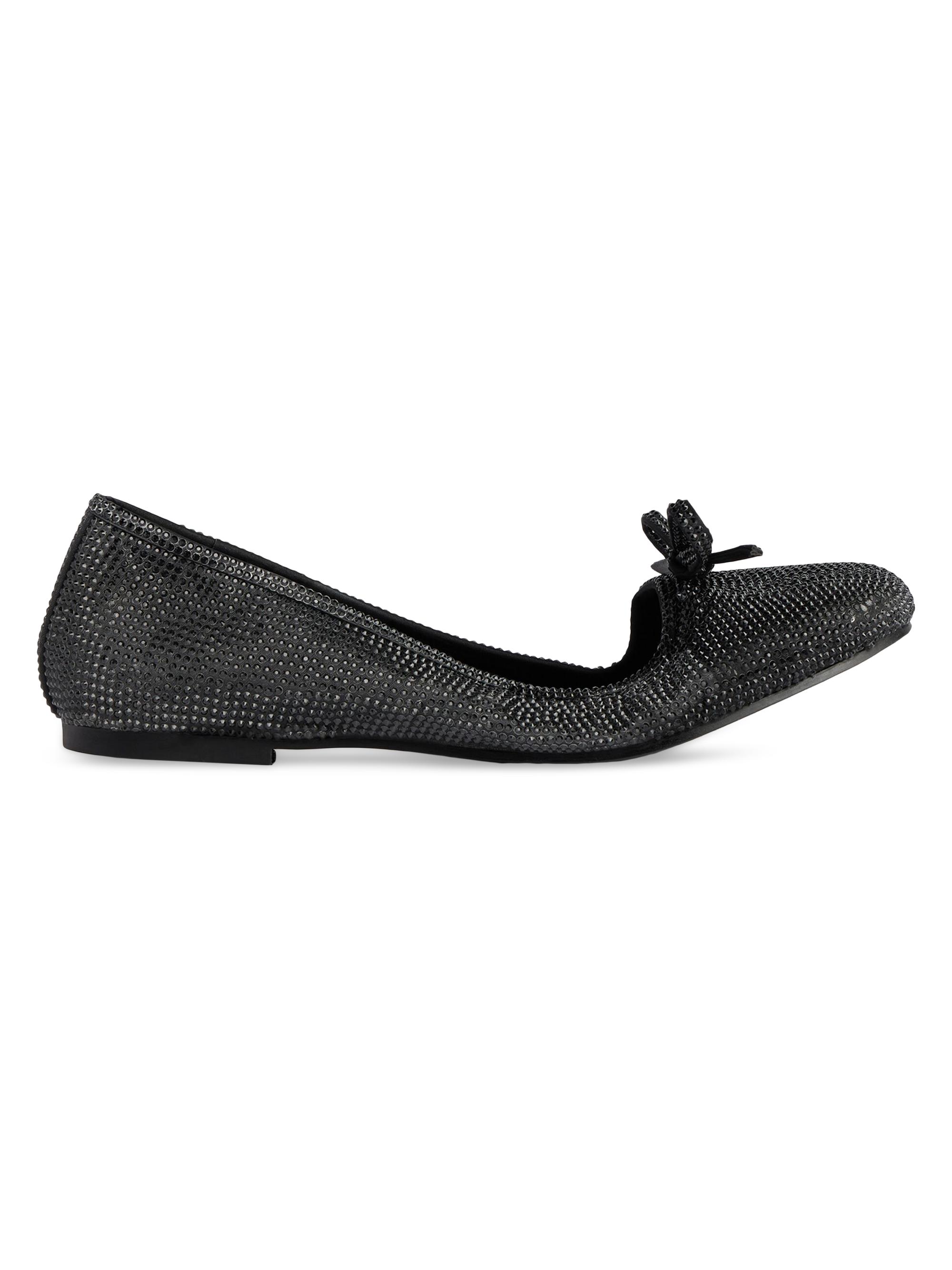 Balenciaga Women's Leopold Ballerinas with Rhinestones - Black
