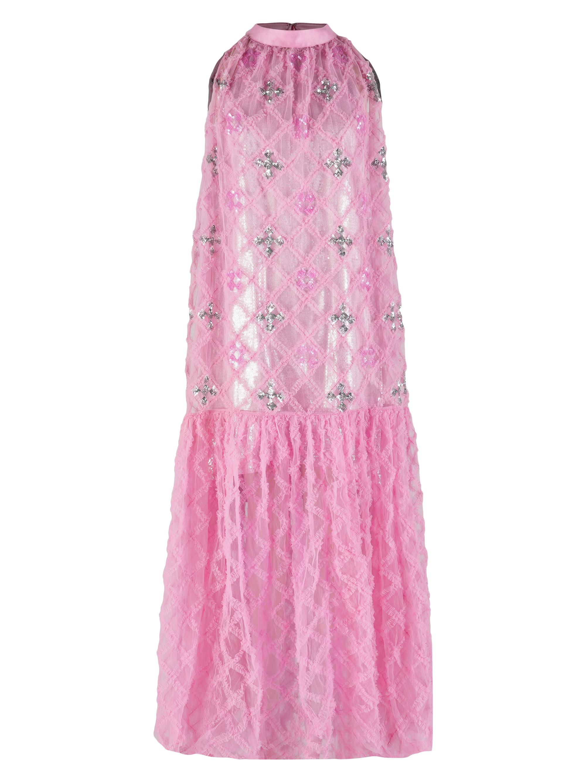 AFEW Rahul Mishra Women's Sequin-Embellished Ruffled Checked Halterneck Gown - Pink