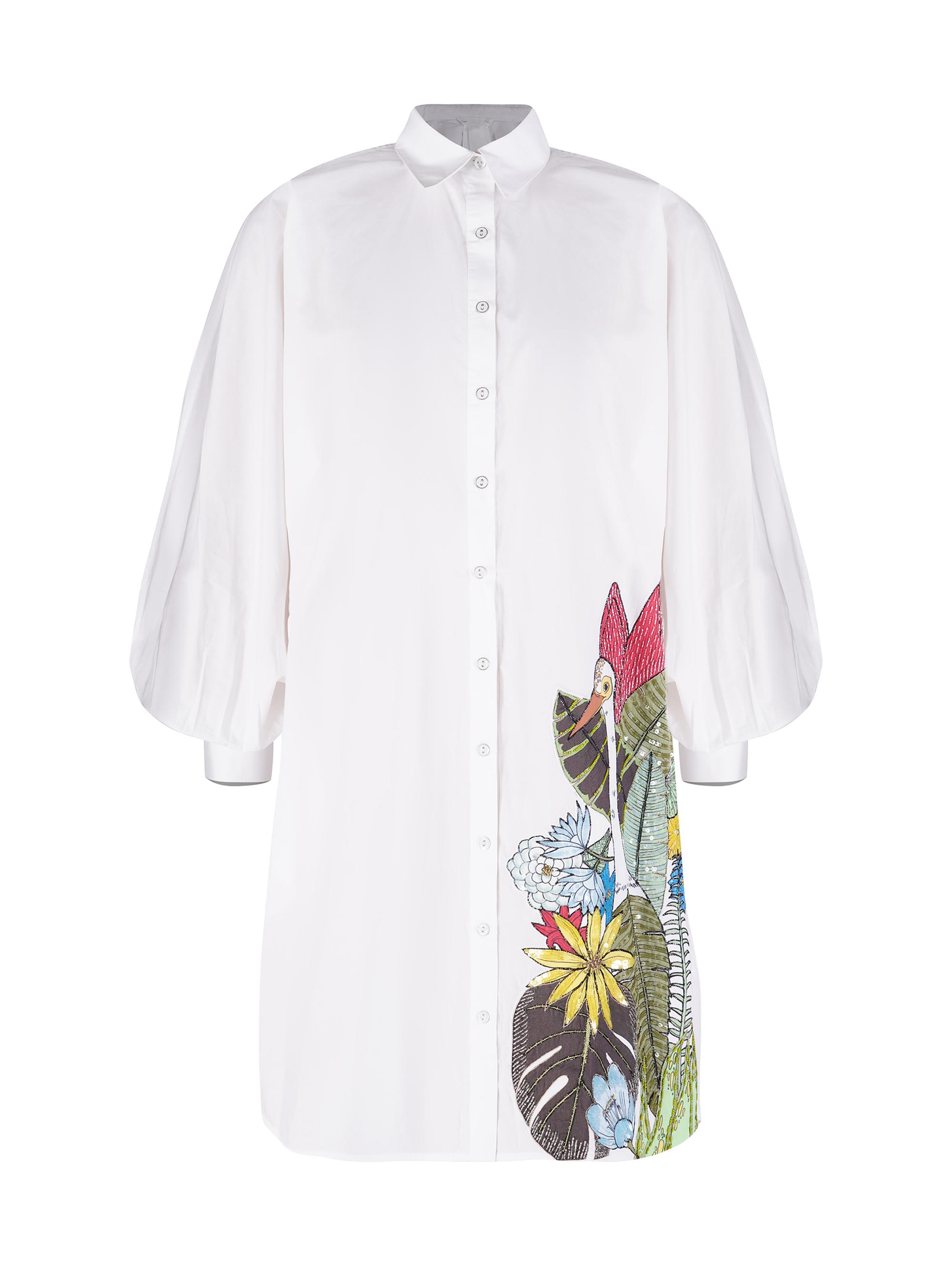 AFEW Rahul Mishra Women's Patchwork Flowers Midi-Shirtdress - White