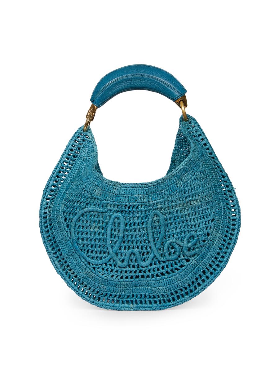 Chloé Women's Summer Banana Logo-crocheted Hobo Bag In Blue