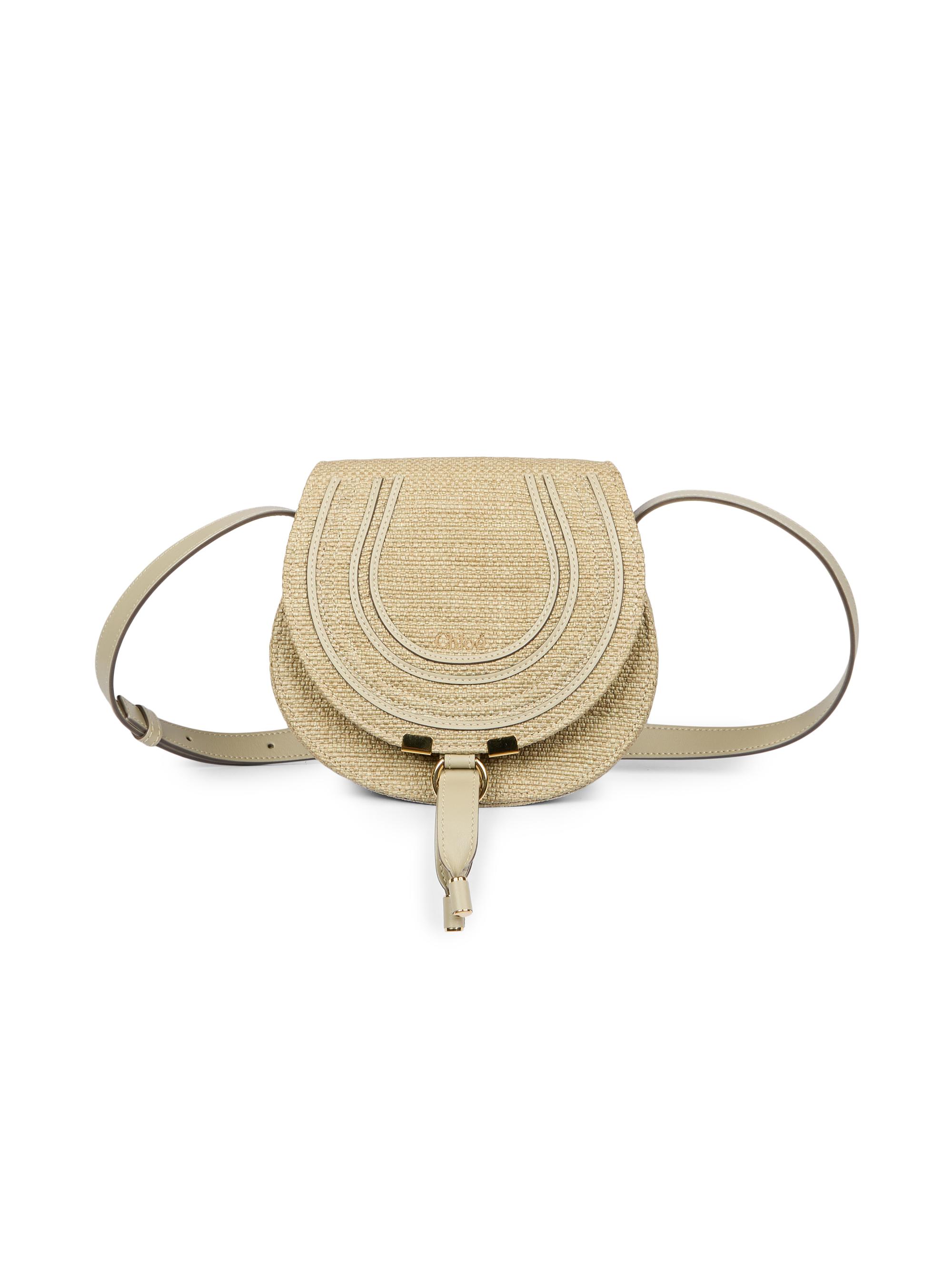 Chloé Women's  Marcie Raffia & Leather Saddle Bag - Smoky Beige