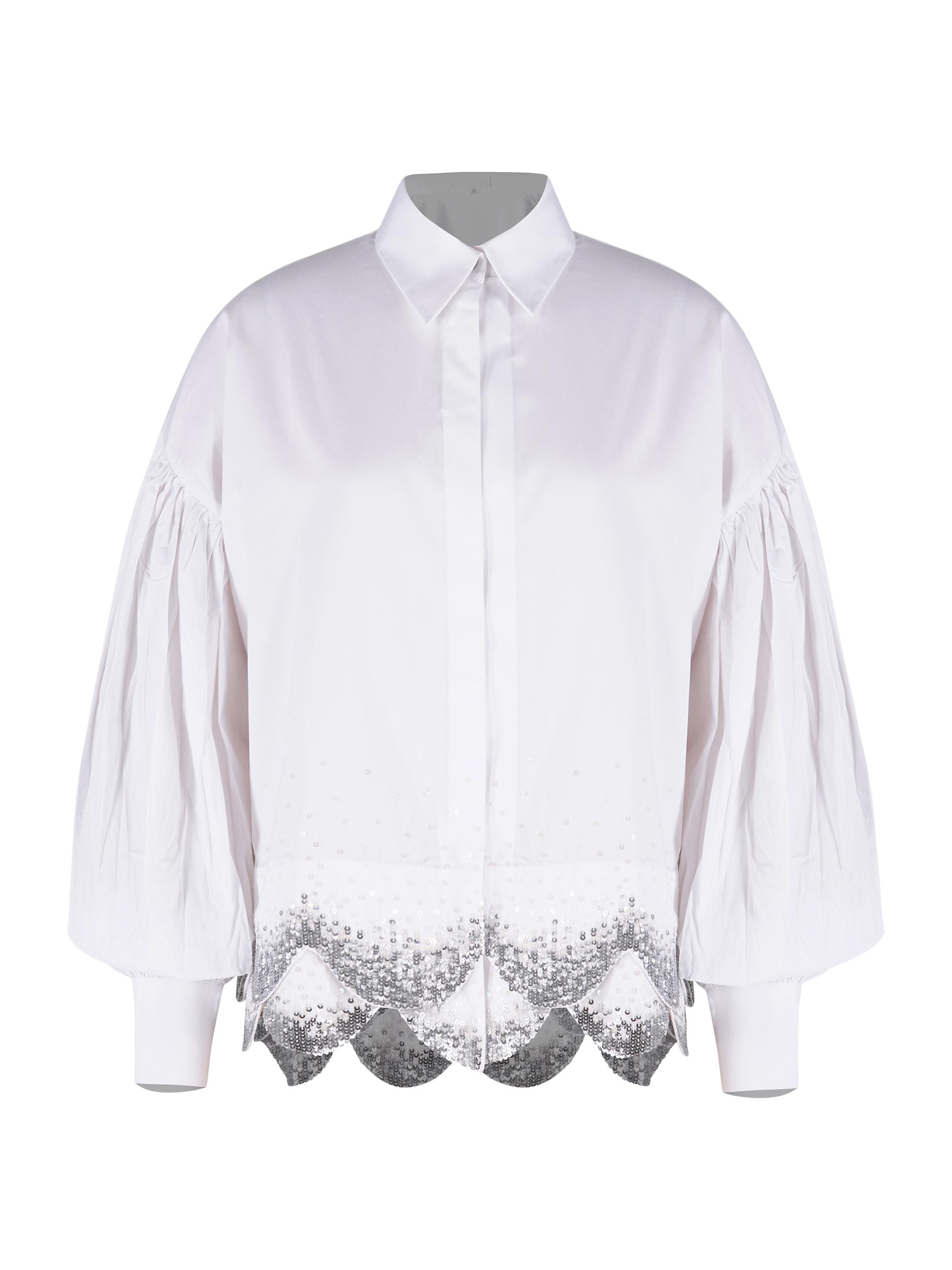 AFEW Rahul Mishra Women's Cotton Scallop-Hem Oversized Shirt - White