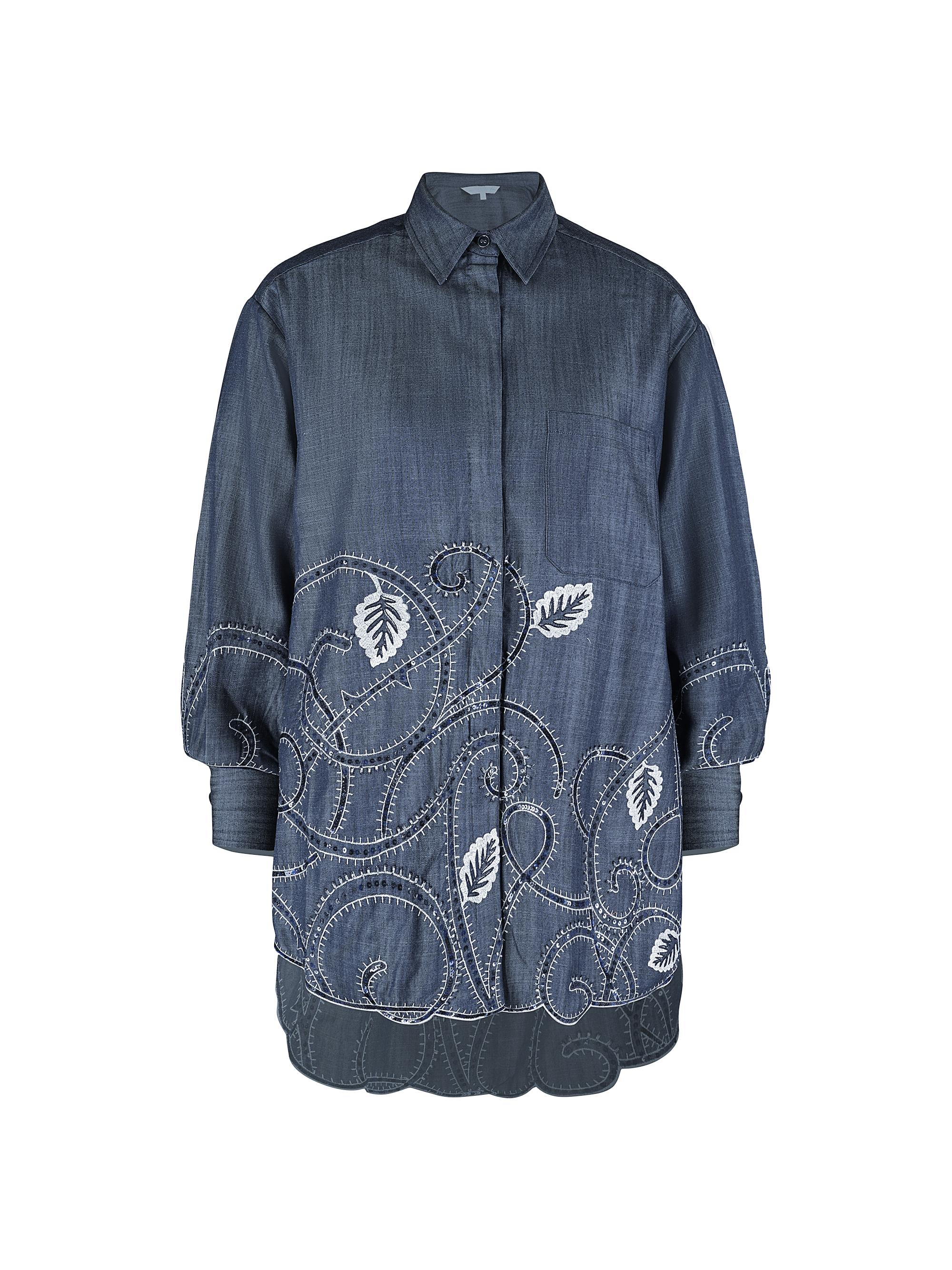 AFEW Rahul Mishra Women's Tendril-Embroidered Shirt - Indigo