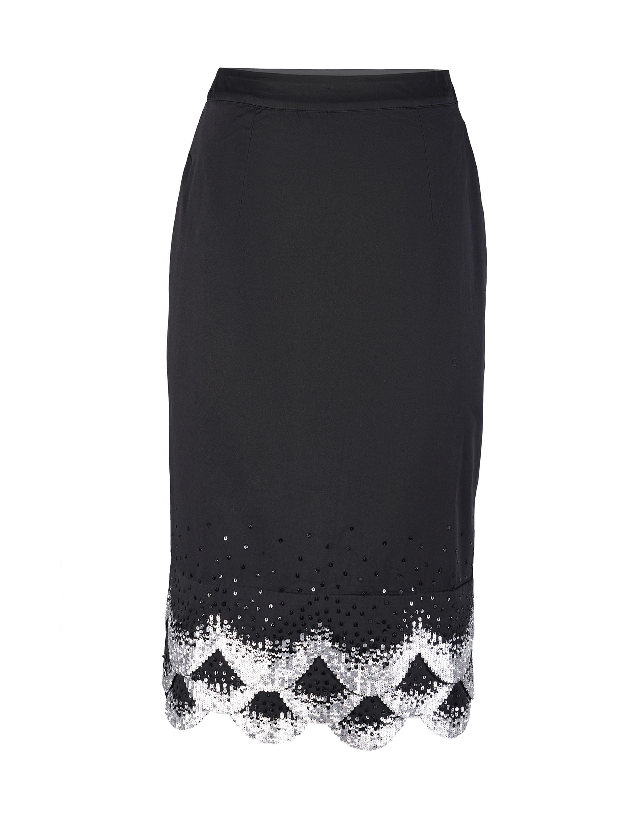 AFEW Rahul Mishra Women's Scalloped Sequined-Hem Pencil Skirt - Black