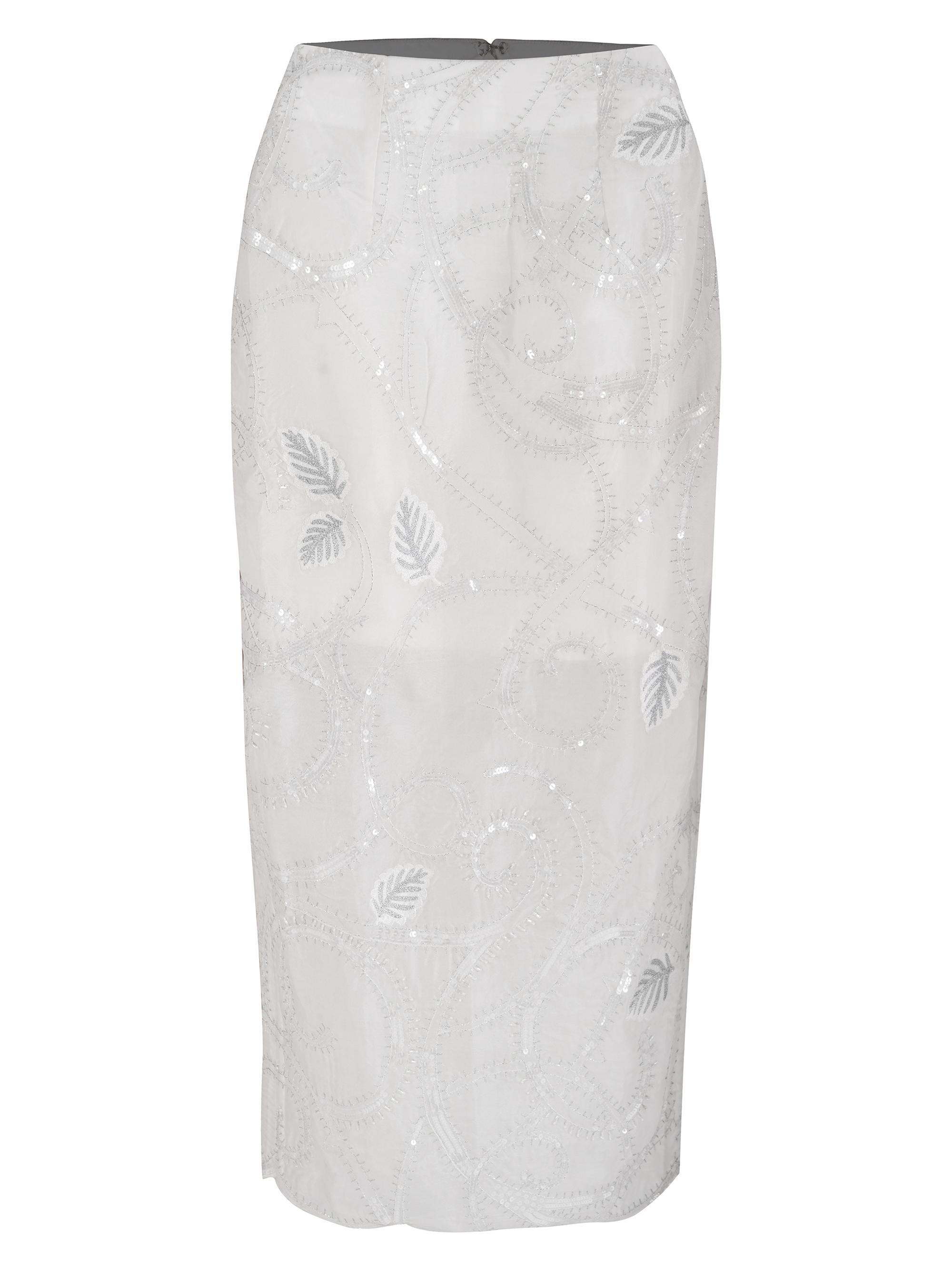 AFEW Rahul Mishra Women's Embroidered Silk Organza Midi-Skirt - White