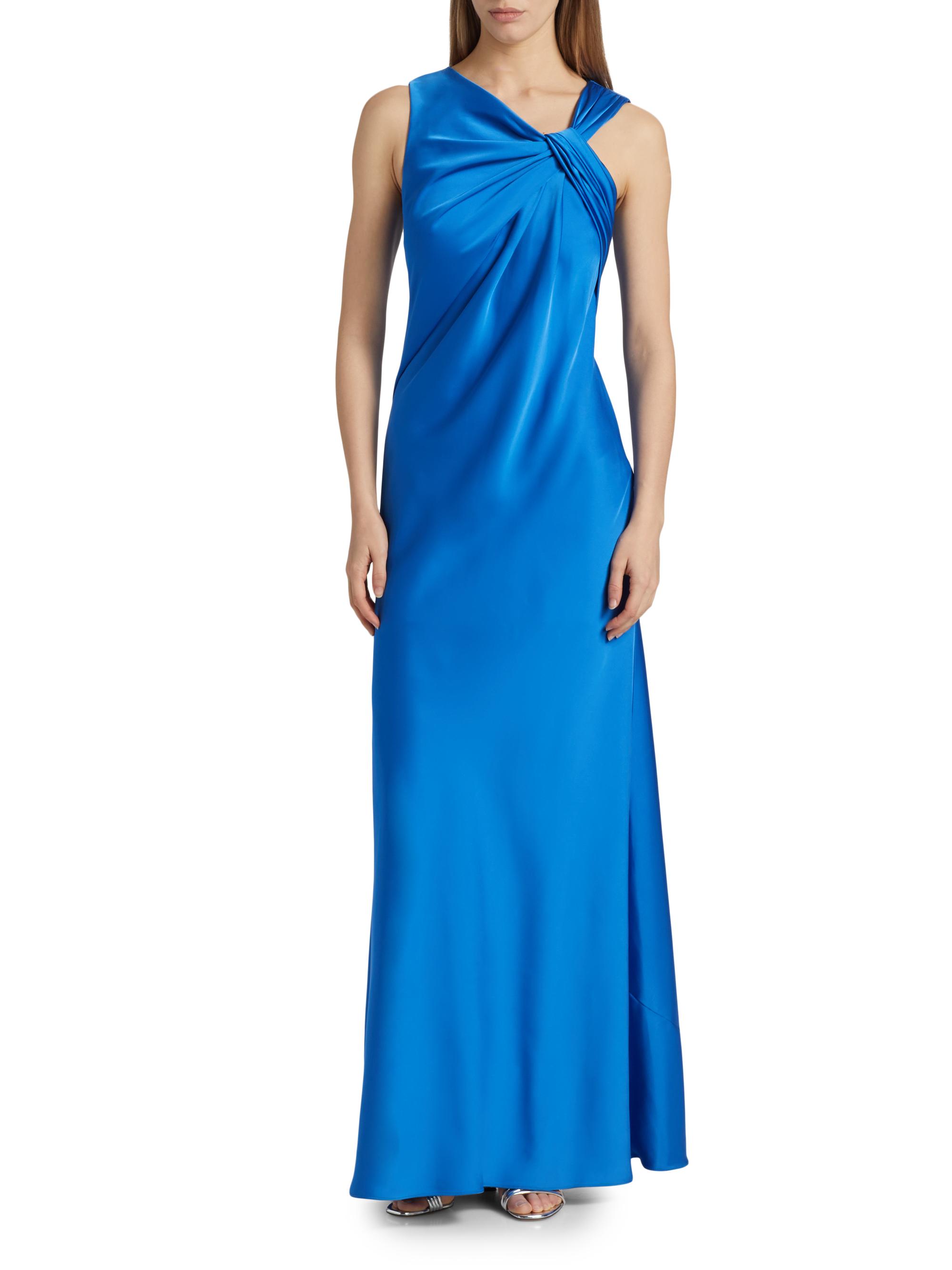 Halston Francine Asymmetric Satin Gown | Saks Fifth Avenue