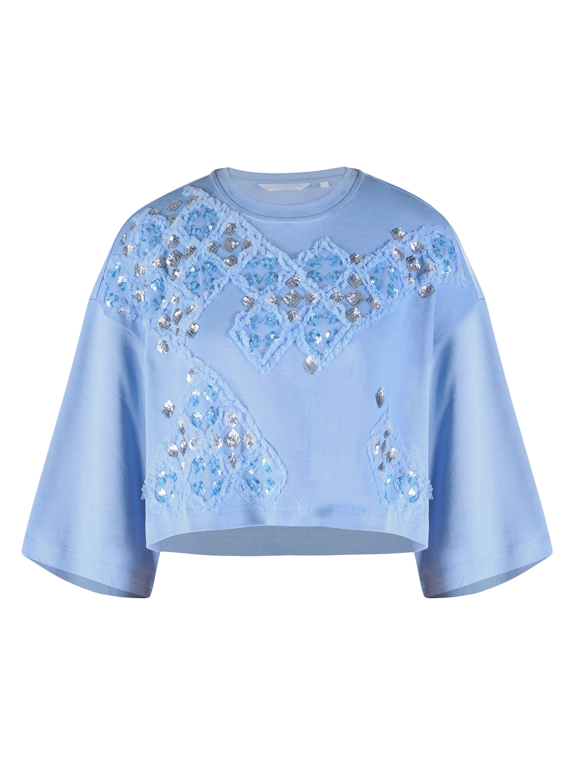 AFEW Rahul Mishra Women's Chandelier Embroidered Cotton T-Shirt - Blue