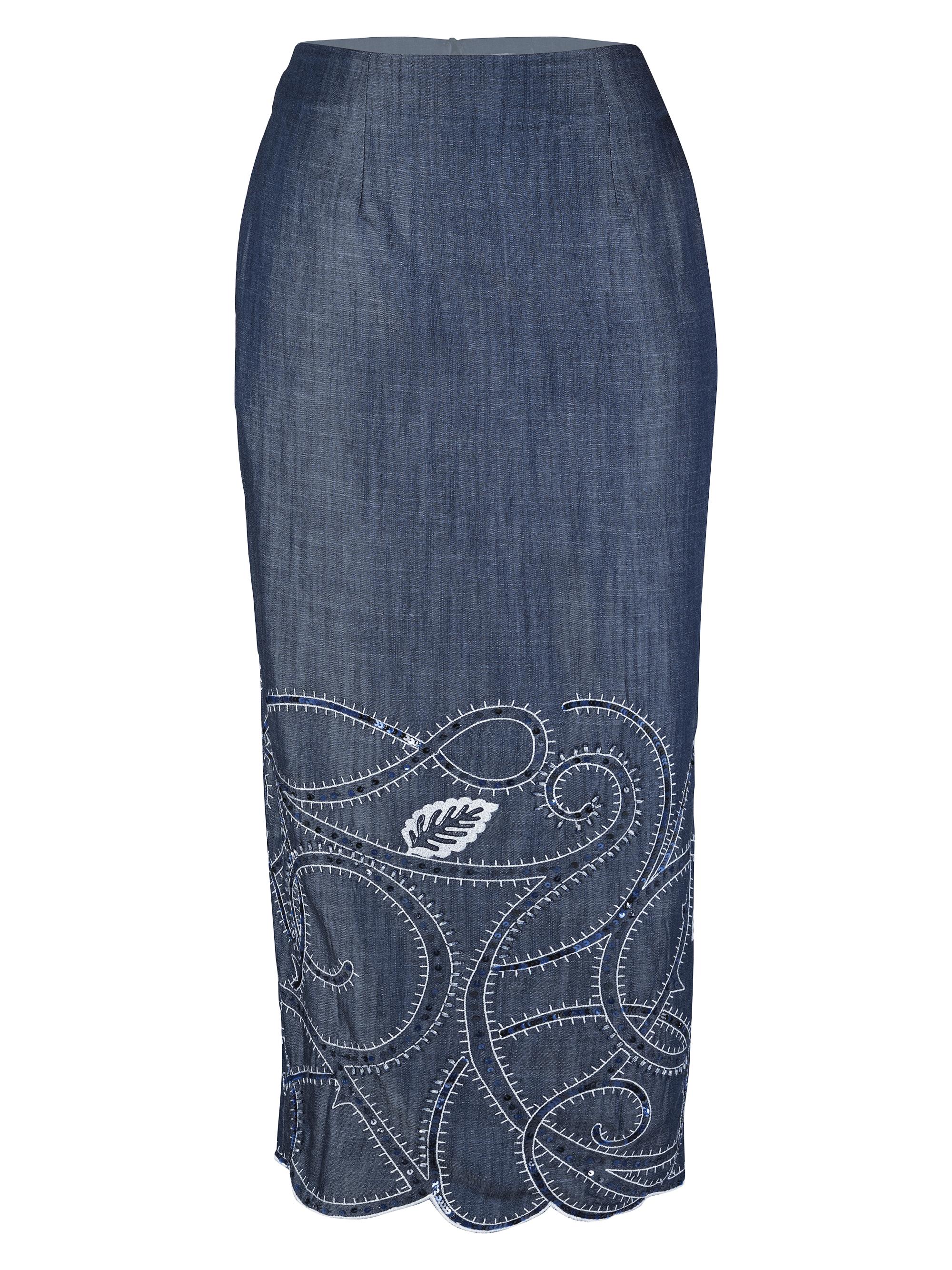 AFEW Rahul Mishra Women's Embroidered Pencil Skirt - Indigo