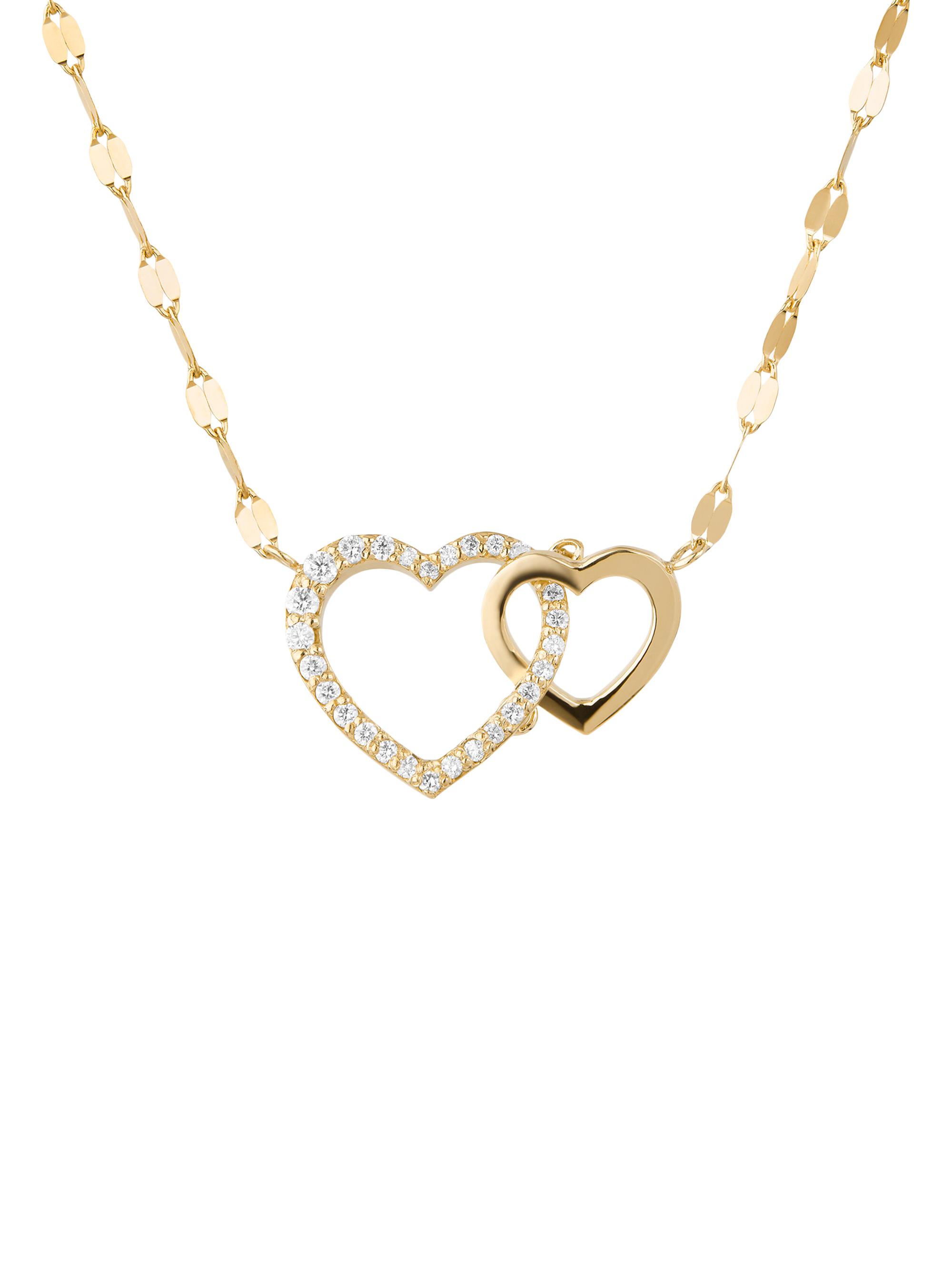Lana Women's Flawless Interlocking Heart 14K Yellow Gold & 0.16 TCW Diamond Pendant Necklace - Yellow Gold