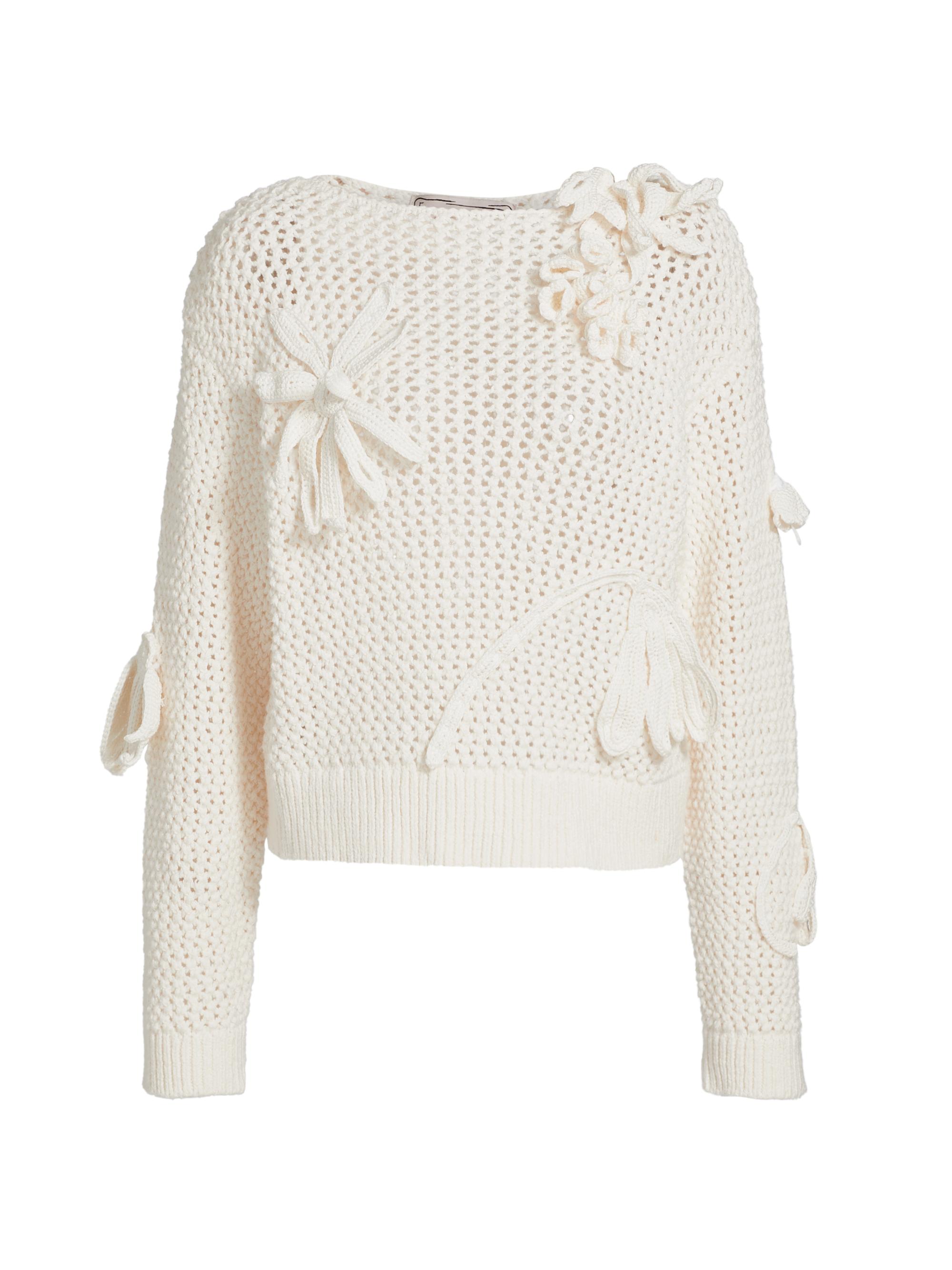 Lingua Franca Women's Cammy Flowers Sweater - Cream