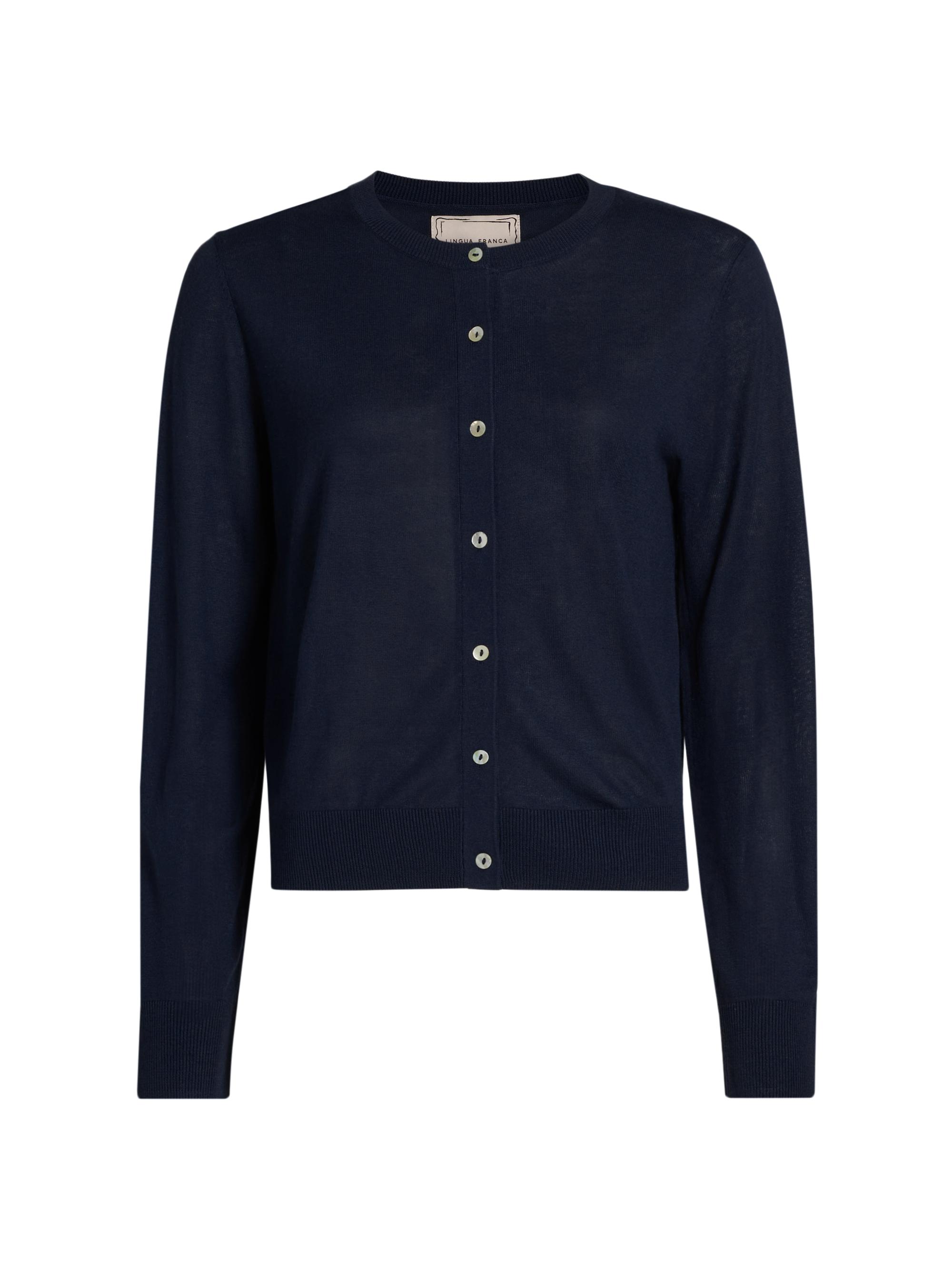 Lingua Franca Women's Silk-Blend Cardigan - Navy
