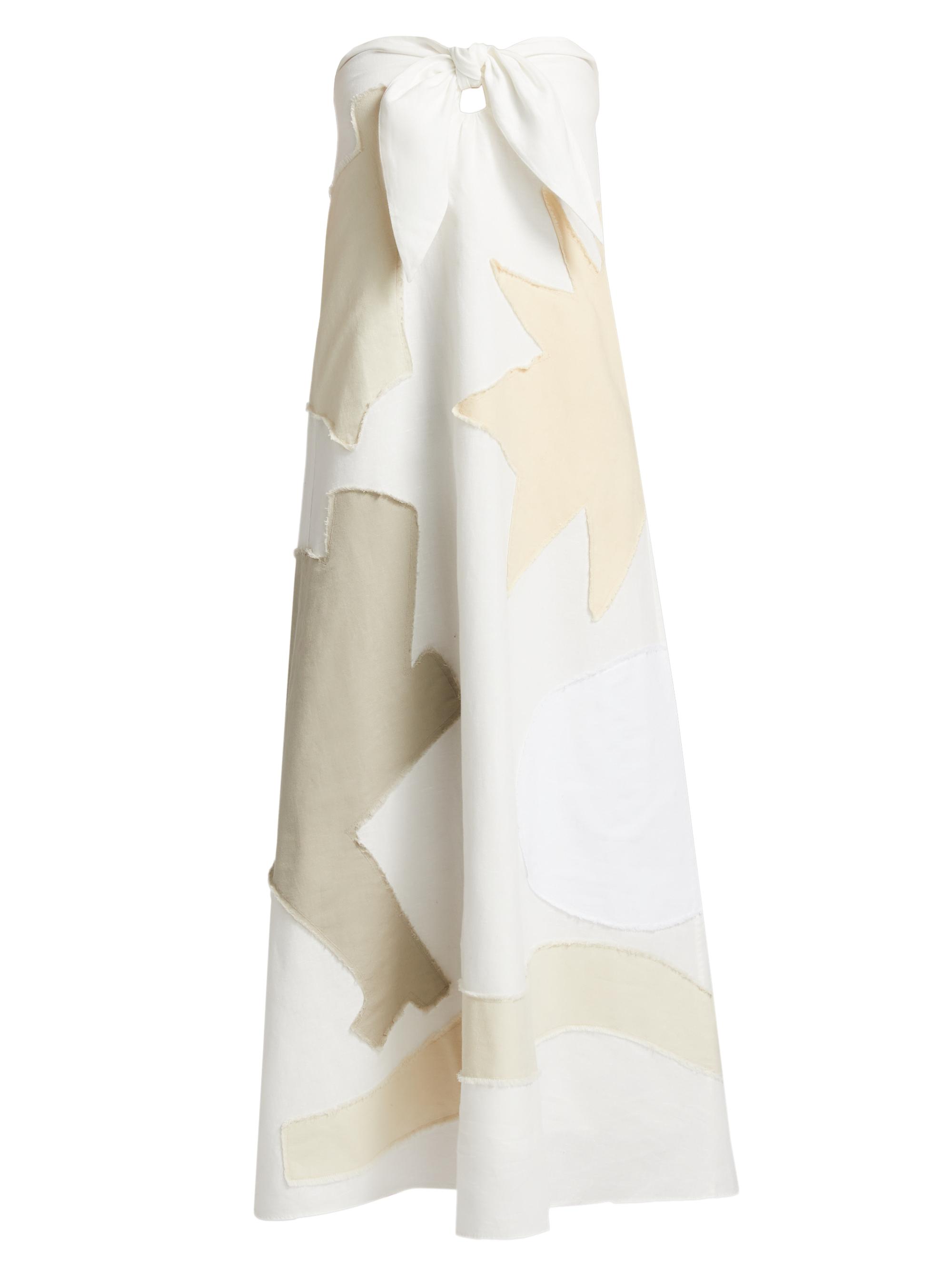 Lingua Franca Women's Patmos Printed Linen-Cotton Strapless Midi-Dress - Cream Multi