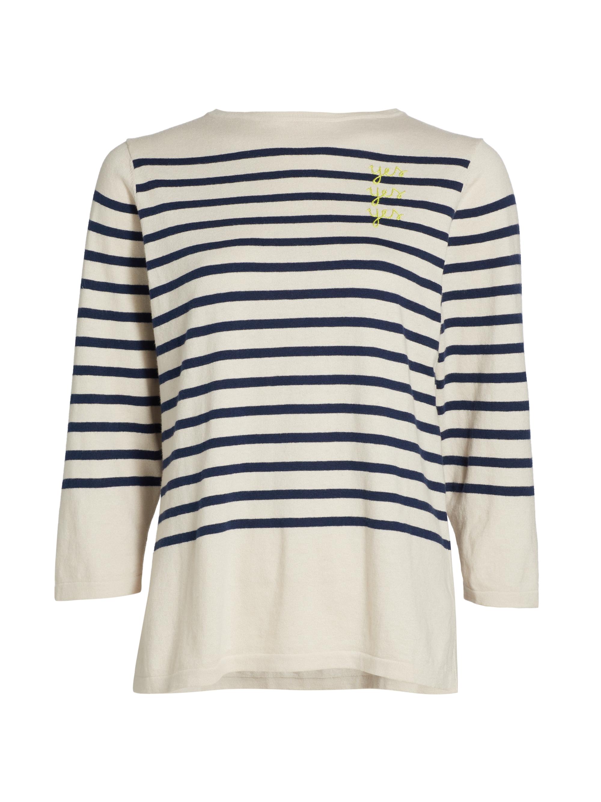 Lingua Franca Women's Yes/No Striped Boatneck Sweater - Canvas