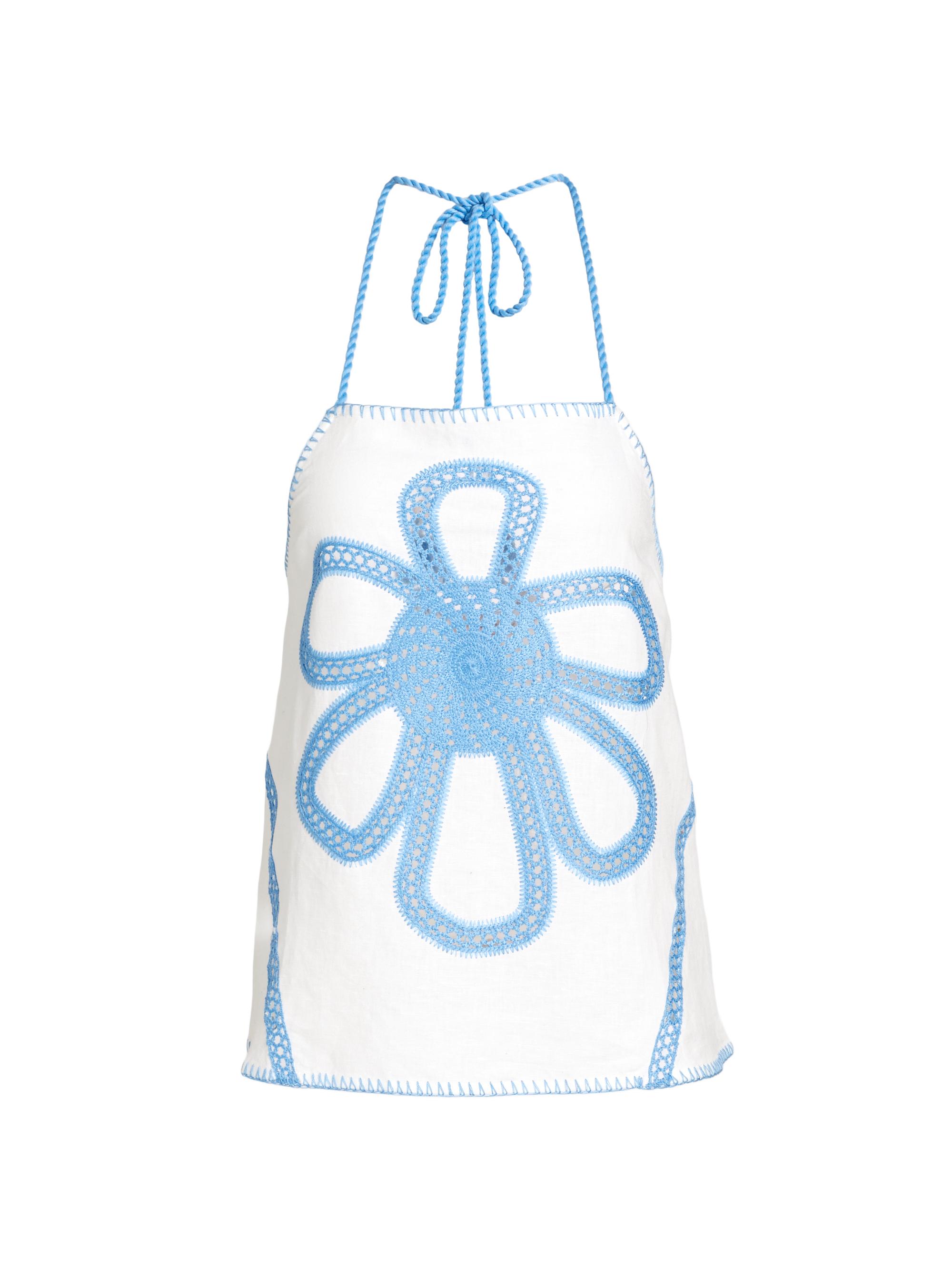 Lingua Franca Women's Kampos Floral Crochet Halterneck Top - White Multi