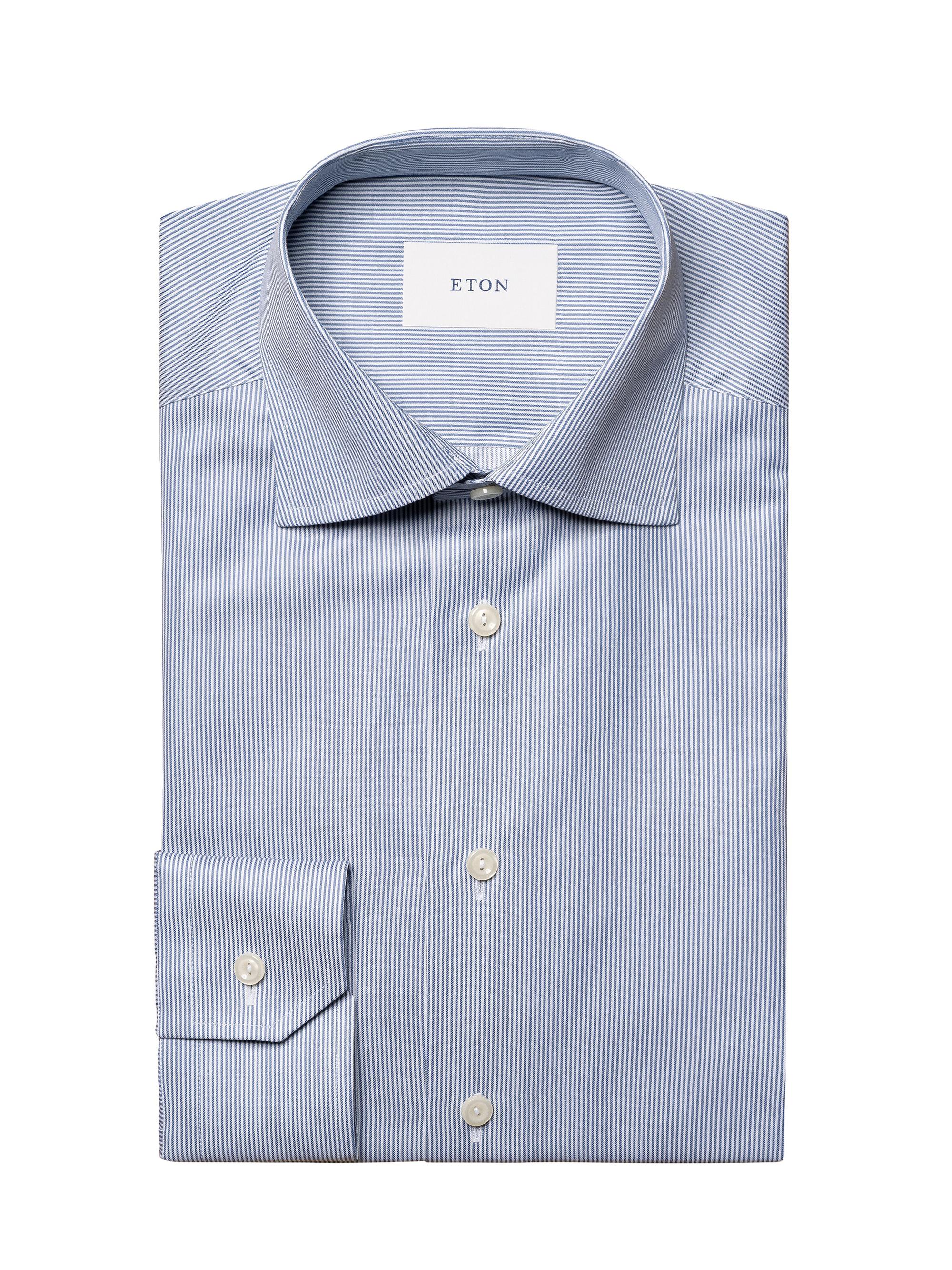 Eton Men's Striped Twill Contemporary-Fit Dress Shirt - Blue