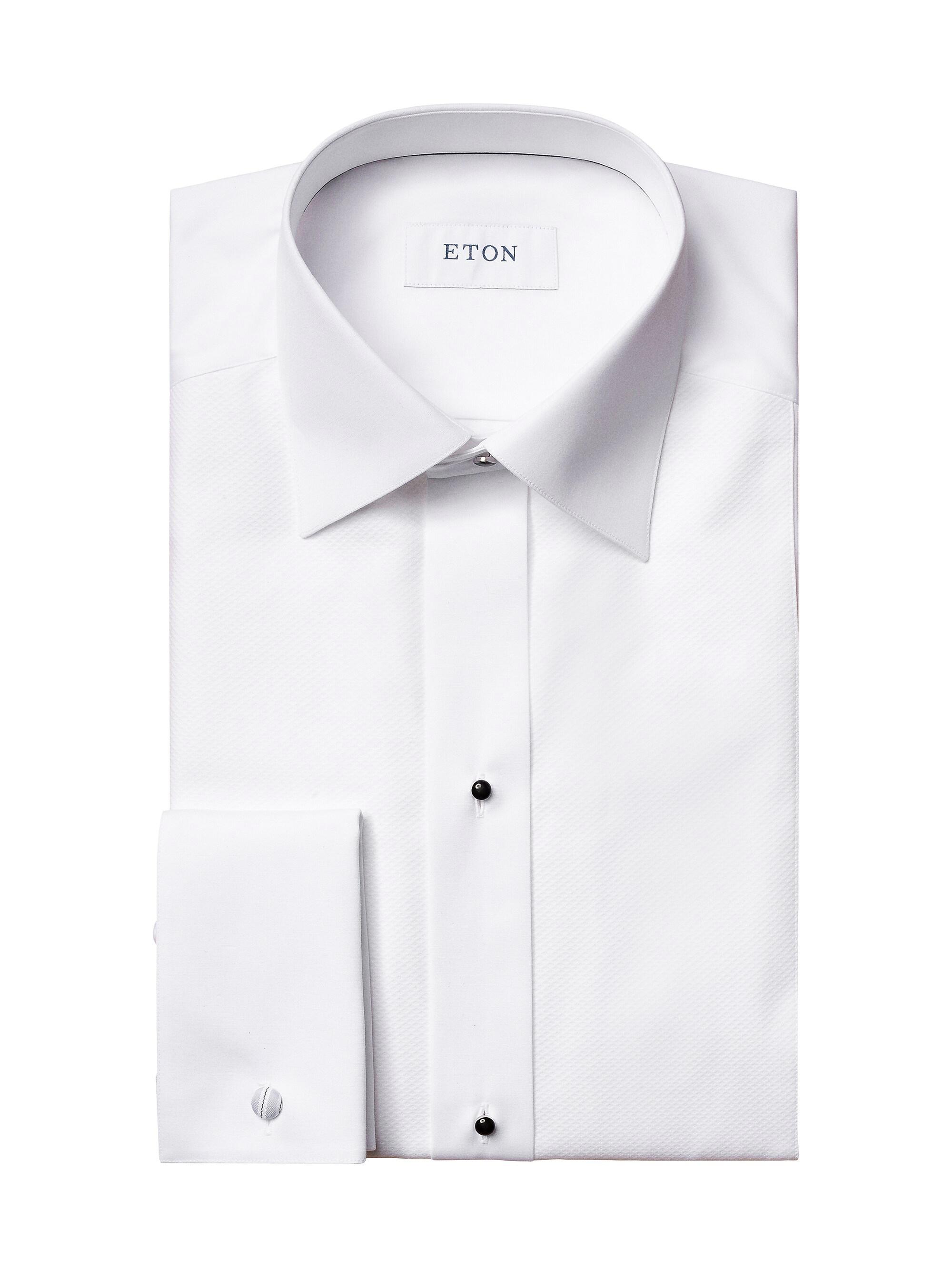 Eton Men's Contemporary-Fit Cotton Pique Tuxedo Shirt - White