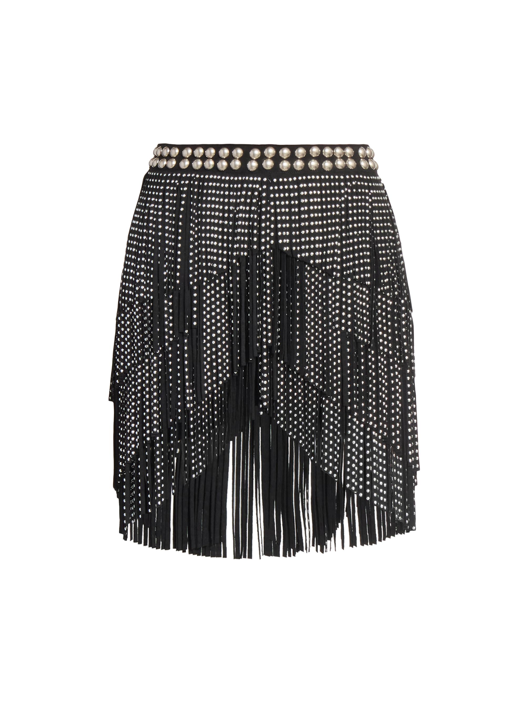 Isabel Marant Women's Carmelia Studded Fringe Miniskirt - Black