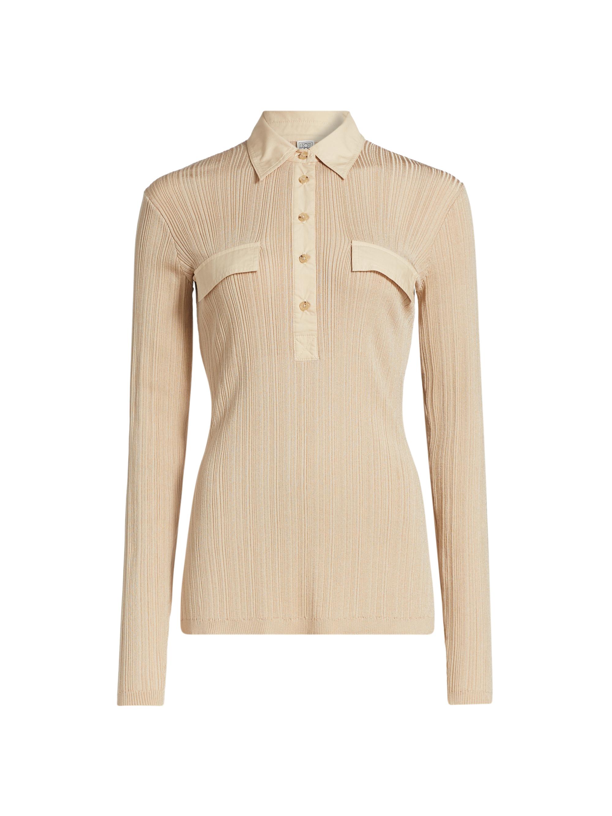 Toteme Women's Rib-Knit Slim-Fit Shirt - Peanut