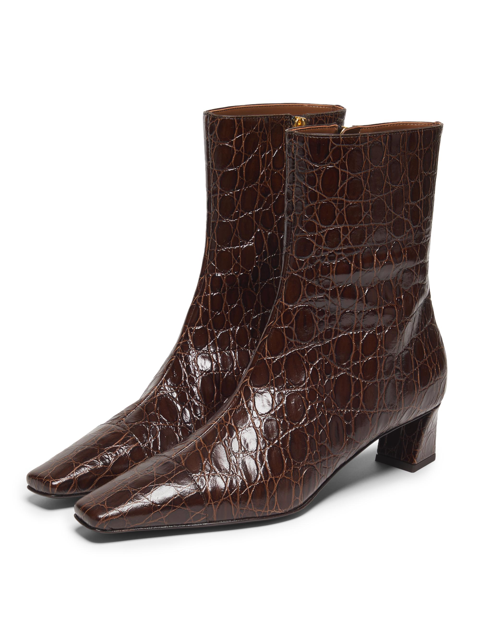 Brenda Embossed Leather 45MM Booties