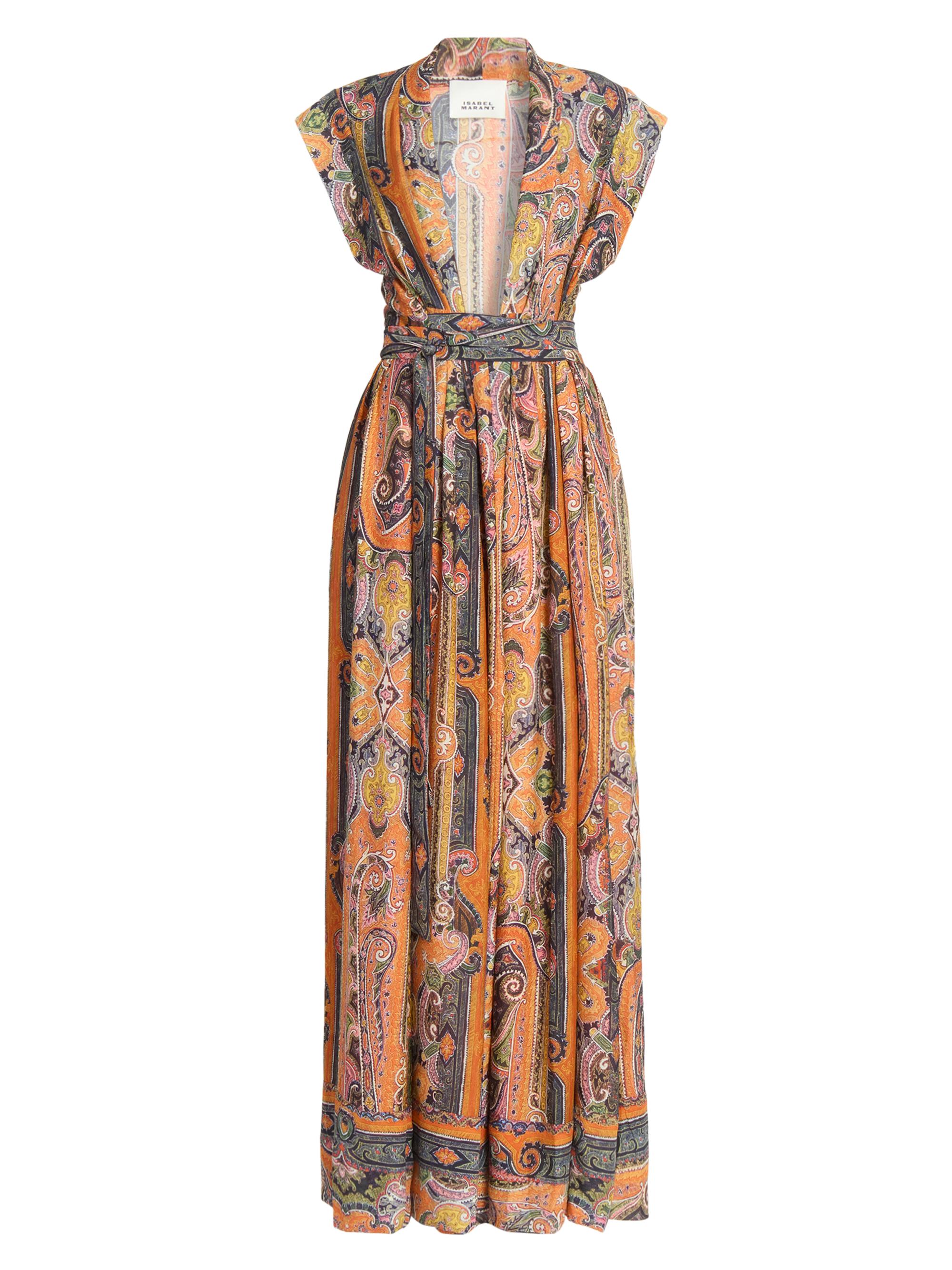 Isabel Marant Women's Melissa Printed Silk Maxi Dress - Orange