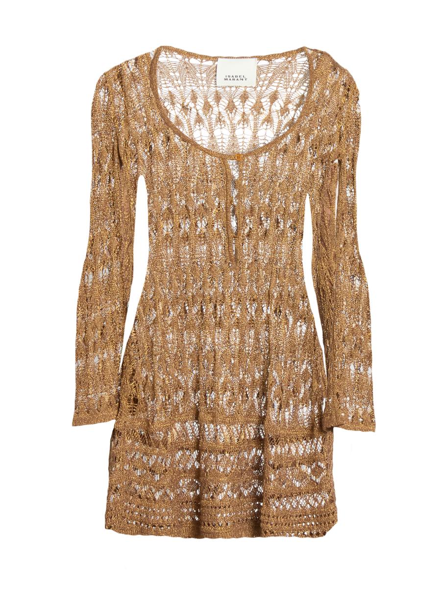 Shop Isabel Marant Pia Metallicized Lace-Knit Dress | Saks Shop Isabel Marant Pia Metallicized Lace-Knit Dress | Saks