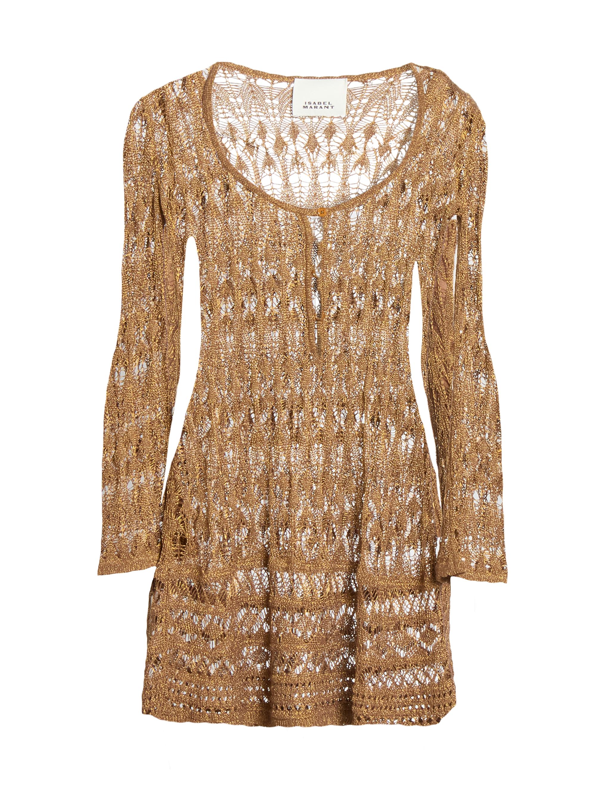 Isabel Marant Pia Metallicized Lace-Knit Dress | Saks Fifth Avenue