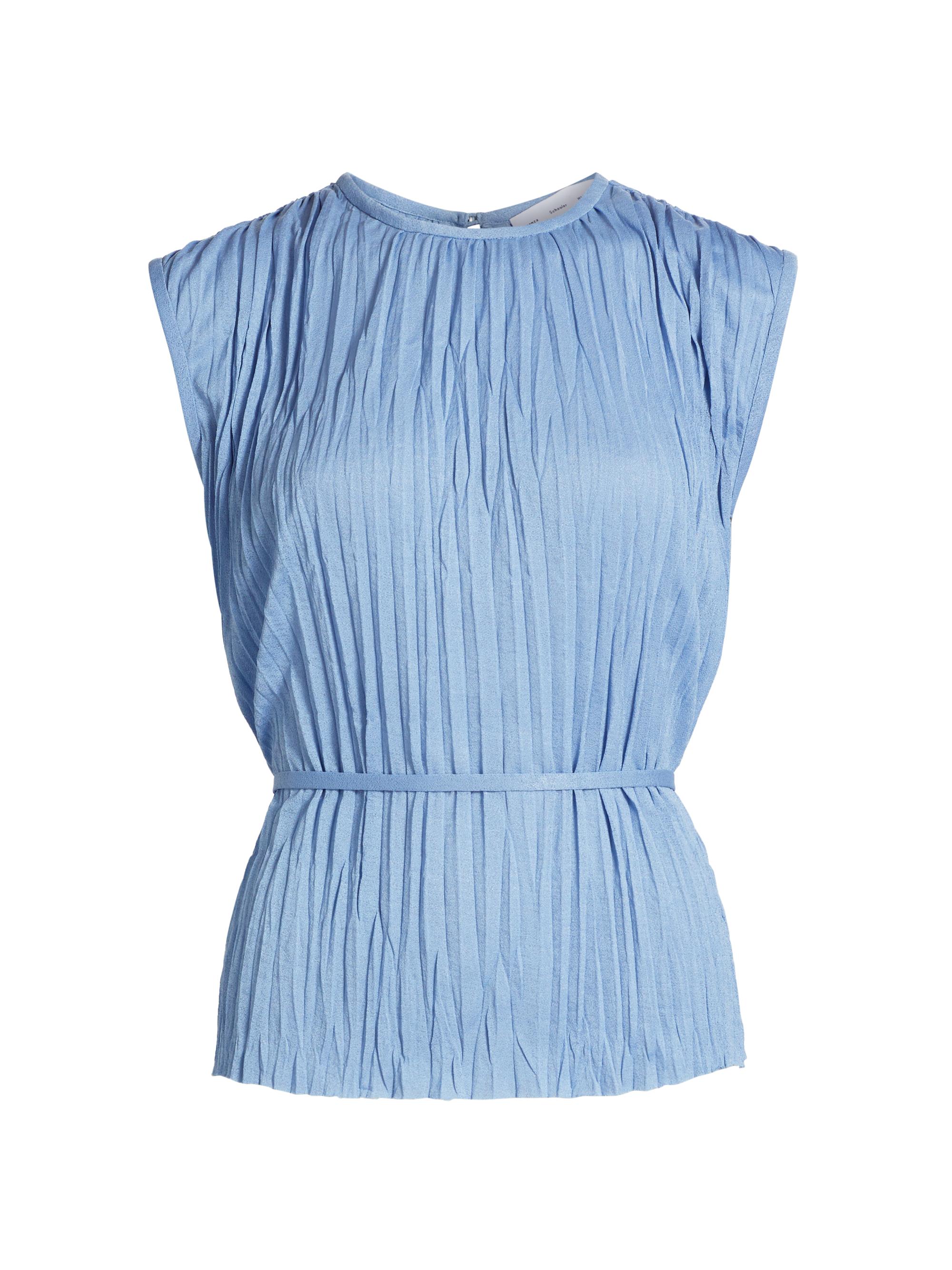 Proenza Schouler White Label Women's Lyra Pleated Jersey Sleeveless Top - Pool