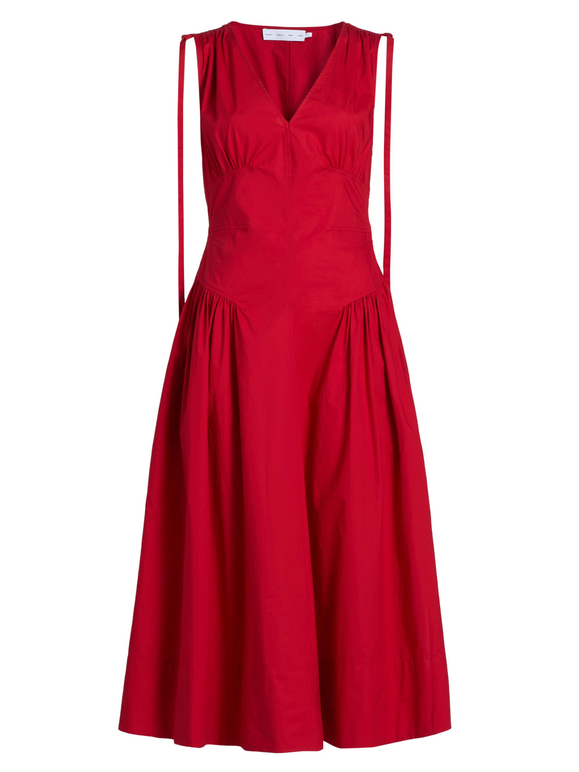 Proenza Schouler White Label Women's Clayton Cotton Poplin Midi-Dress - Dark Poppy