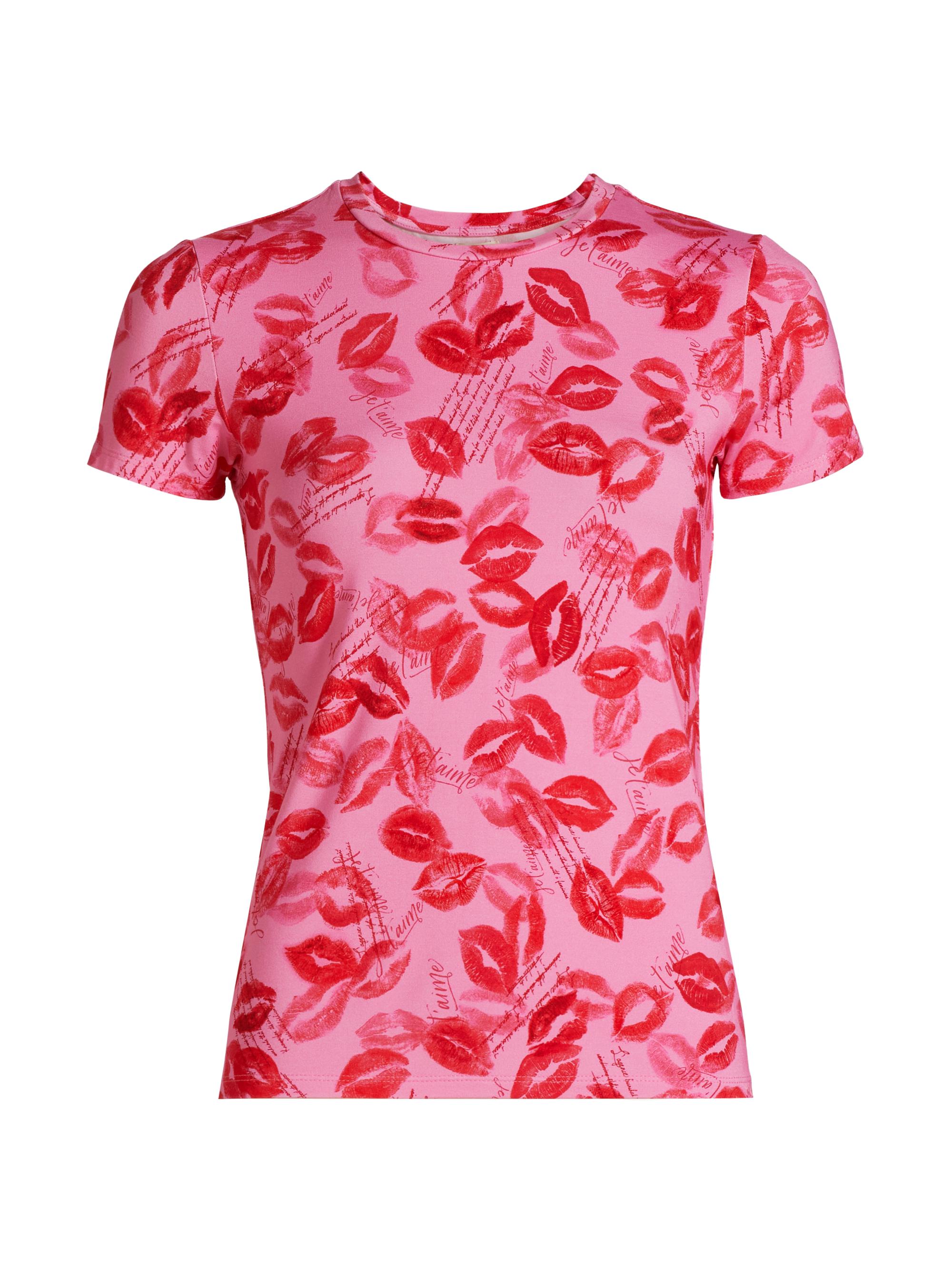 L'AGENCE Women's Ressi Kiss Jersey Crewneck T-Shirt - Valentine Kiss