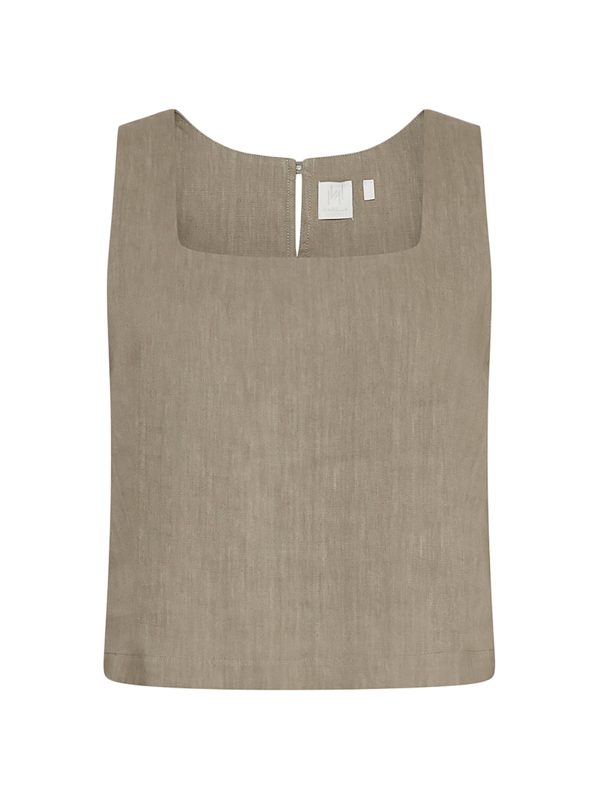 Marella Women's Monochrome Terni Cropped Square-Neck Top - Green