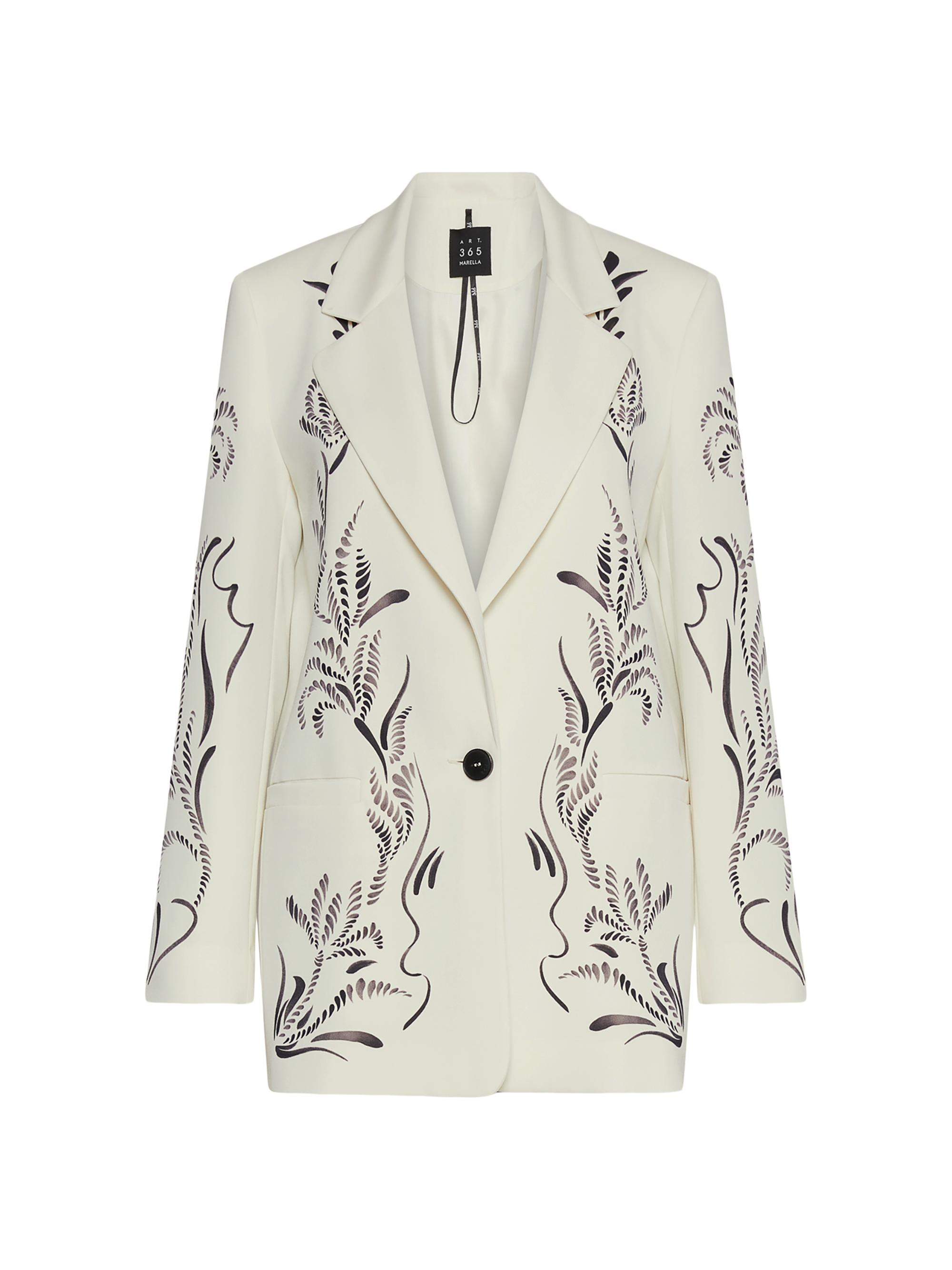 Marella Women's ART 365 Luciana Floral Satin Single-Breasted Blazer - Wool White