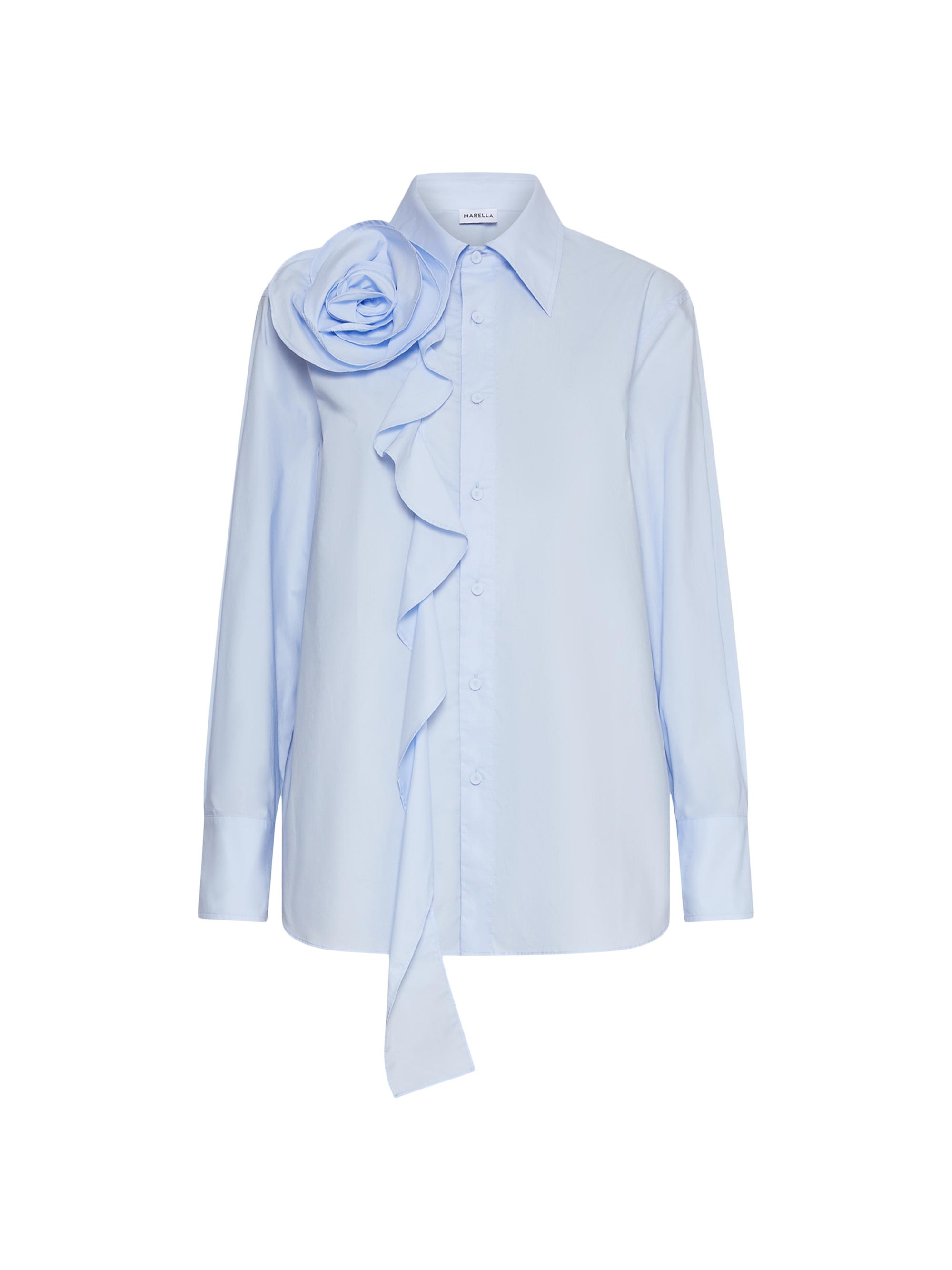 Marella Women's One Ketch Rosette Cotton Button-Front Shirt - Light Blue