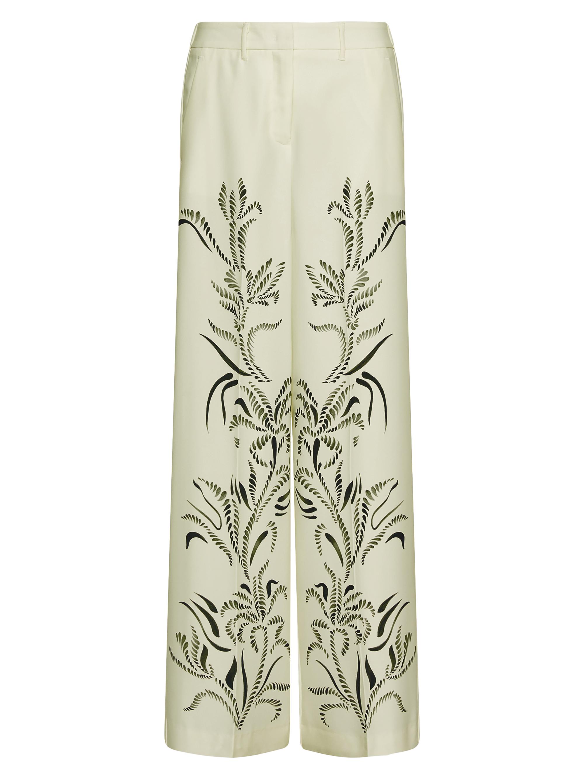 Marella Women's ART 365 Pesco Printed Satin Palazzo Pants - Wool White