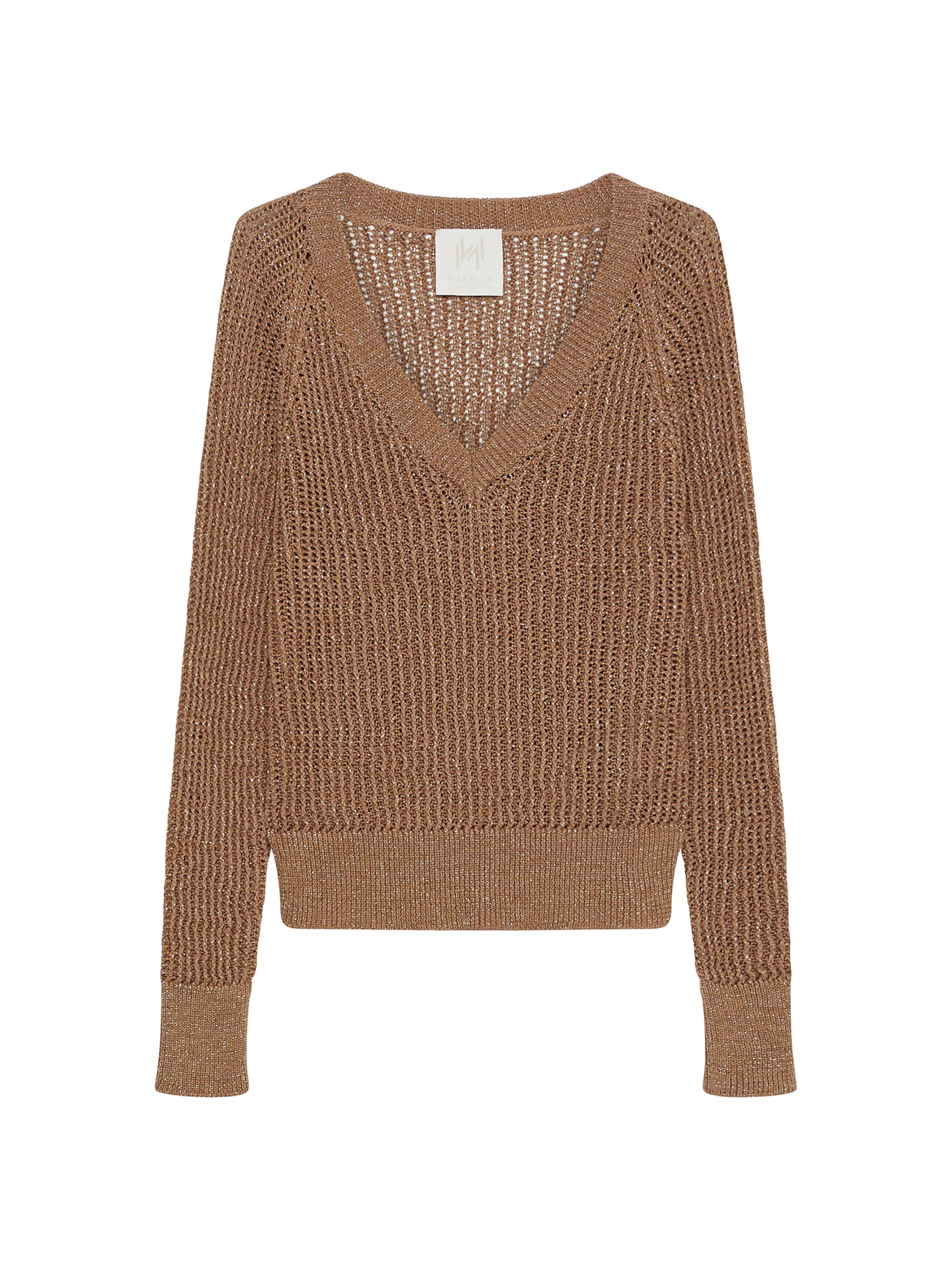 Marella Women's Monochrome Storia Cotton-Blend Knit V-neck Sweater - Beige