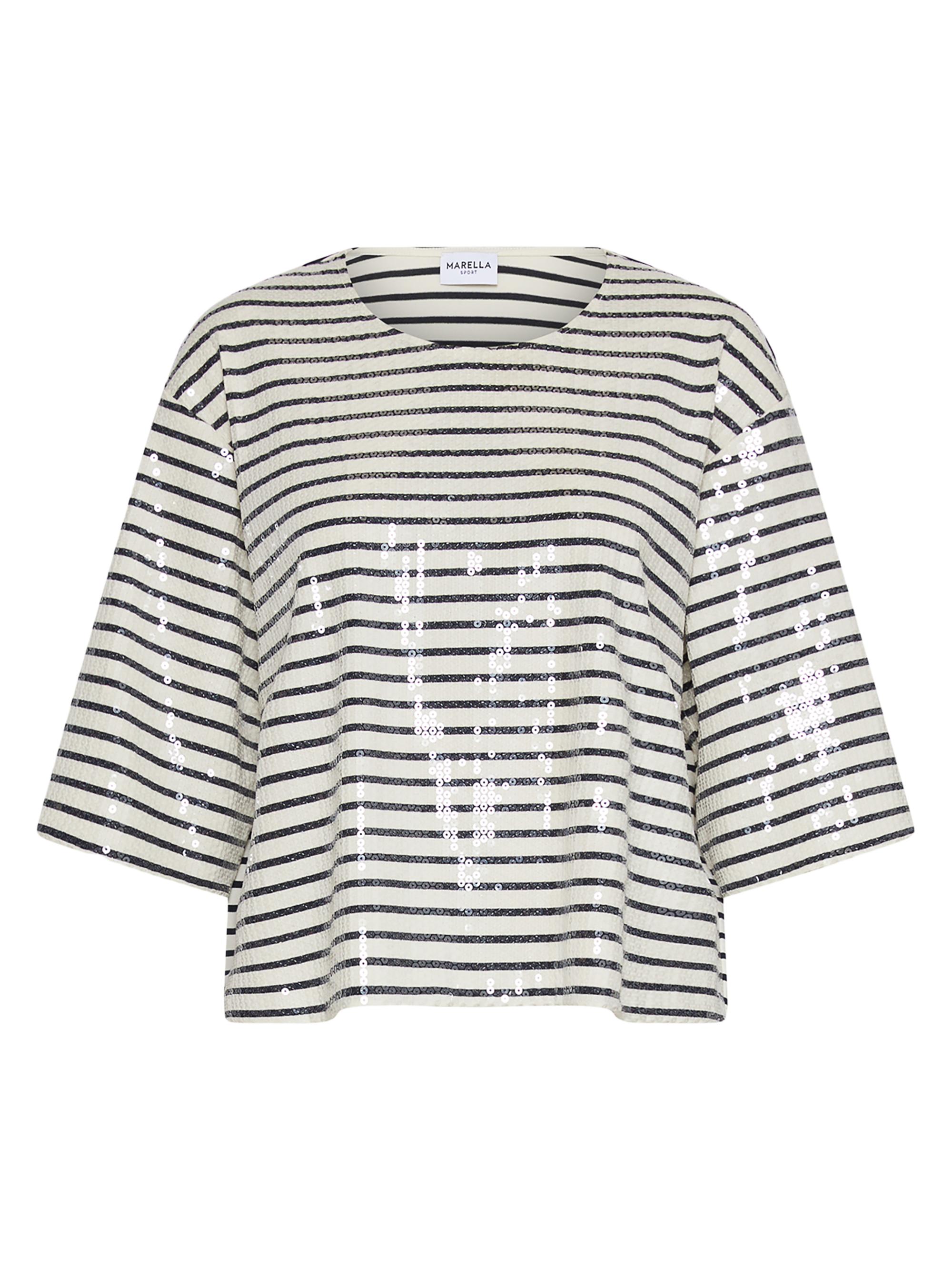 Marella Women's Sport Gardone Sequin Striped T-Shirt - Cream