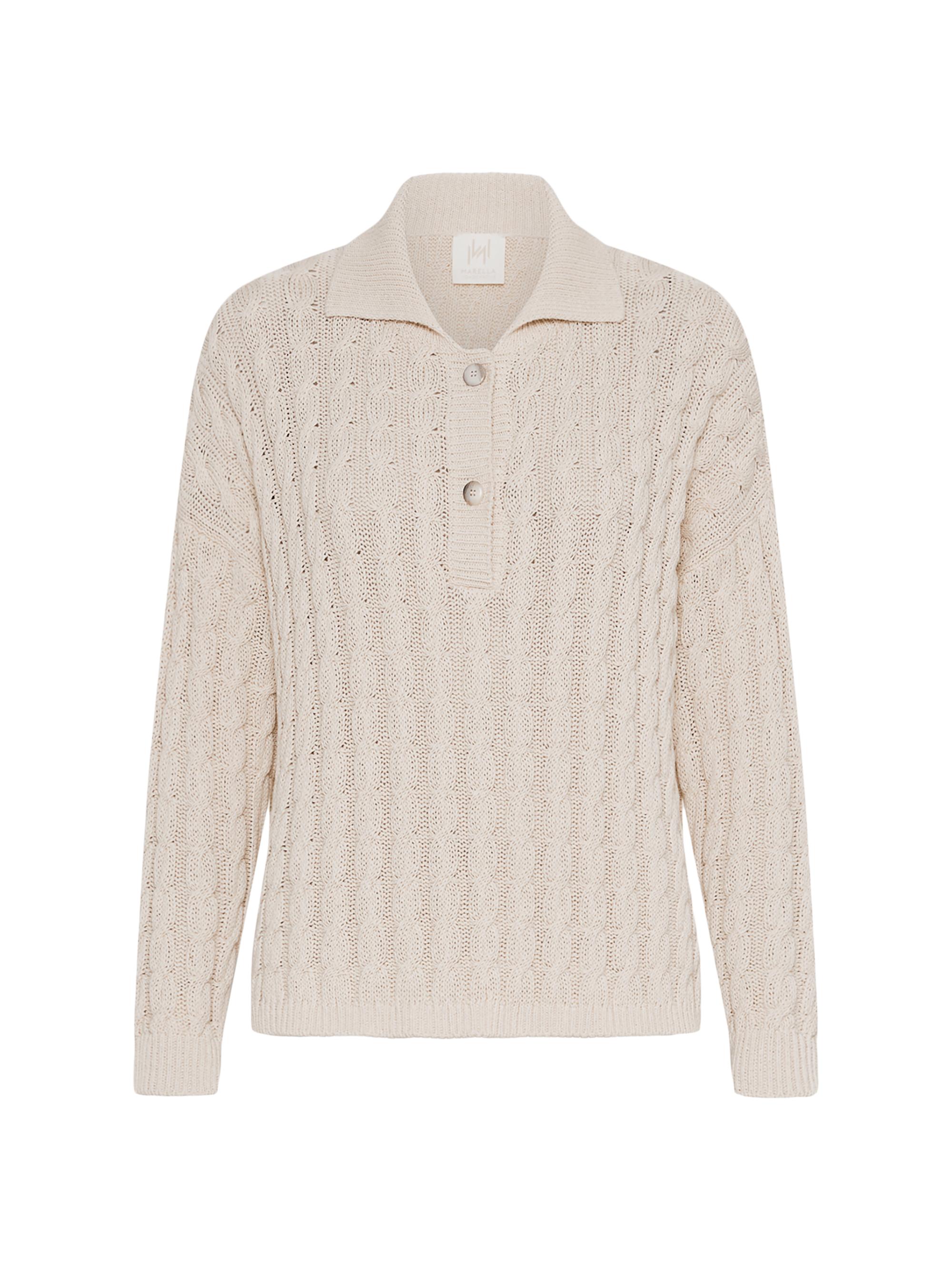 Marella Women's Monochrome Alexia Cotton Cable-Knit Sweater - White