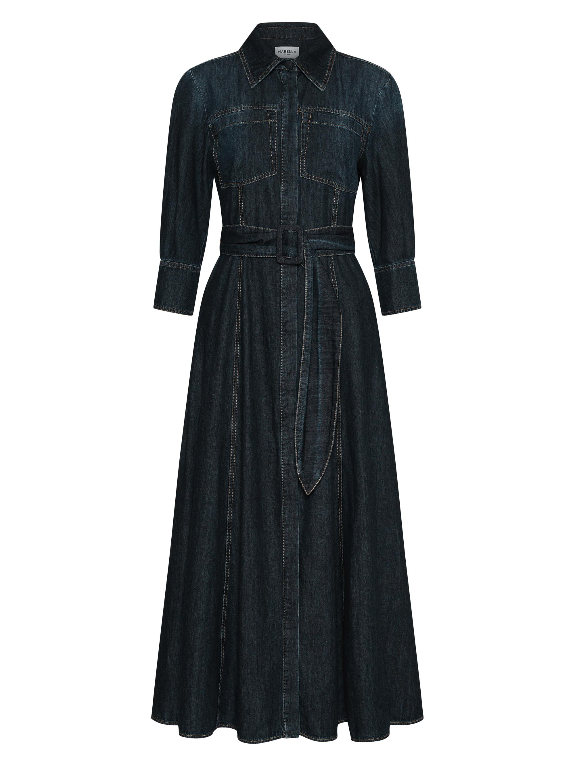 Marella Women's Sport Tartufo Denim Belted Maxi Shirtdress - Blue Jeans