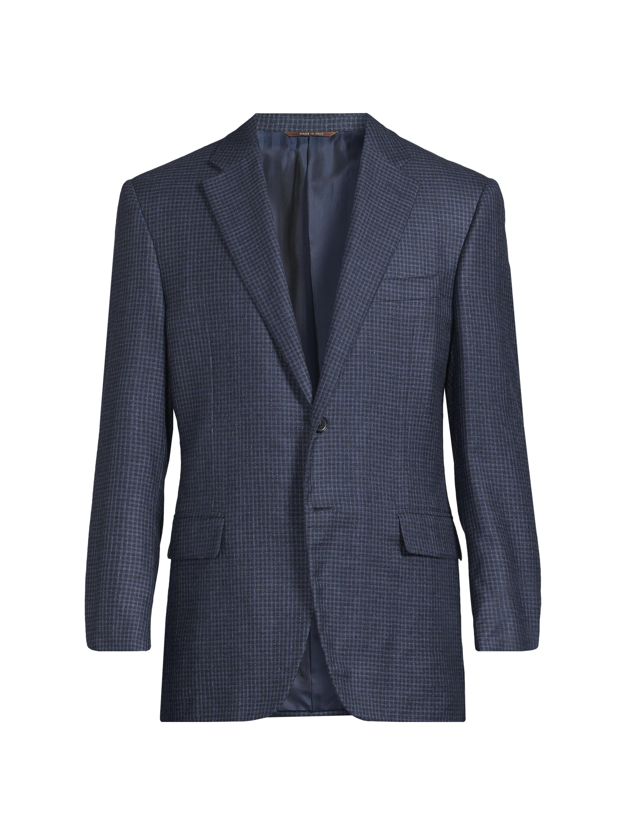Canali Men's Checked Silk-Cashmere Sport Coat - Dark Blue