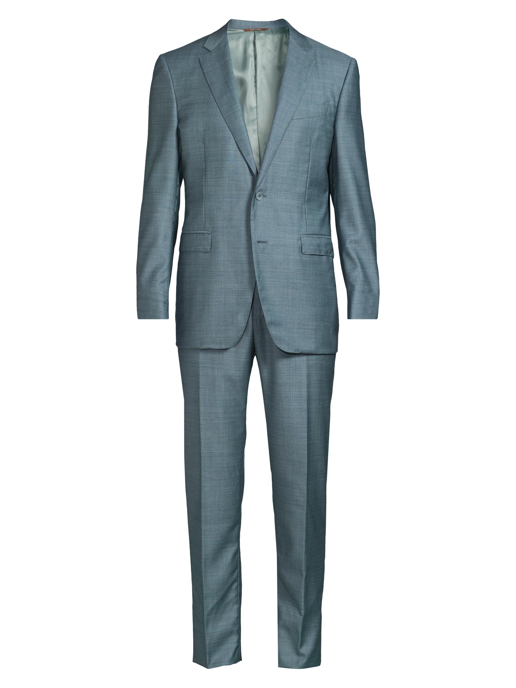 Canali Men's Denim-Effect Wool Single-Breasted Suit - Green