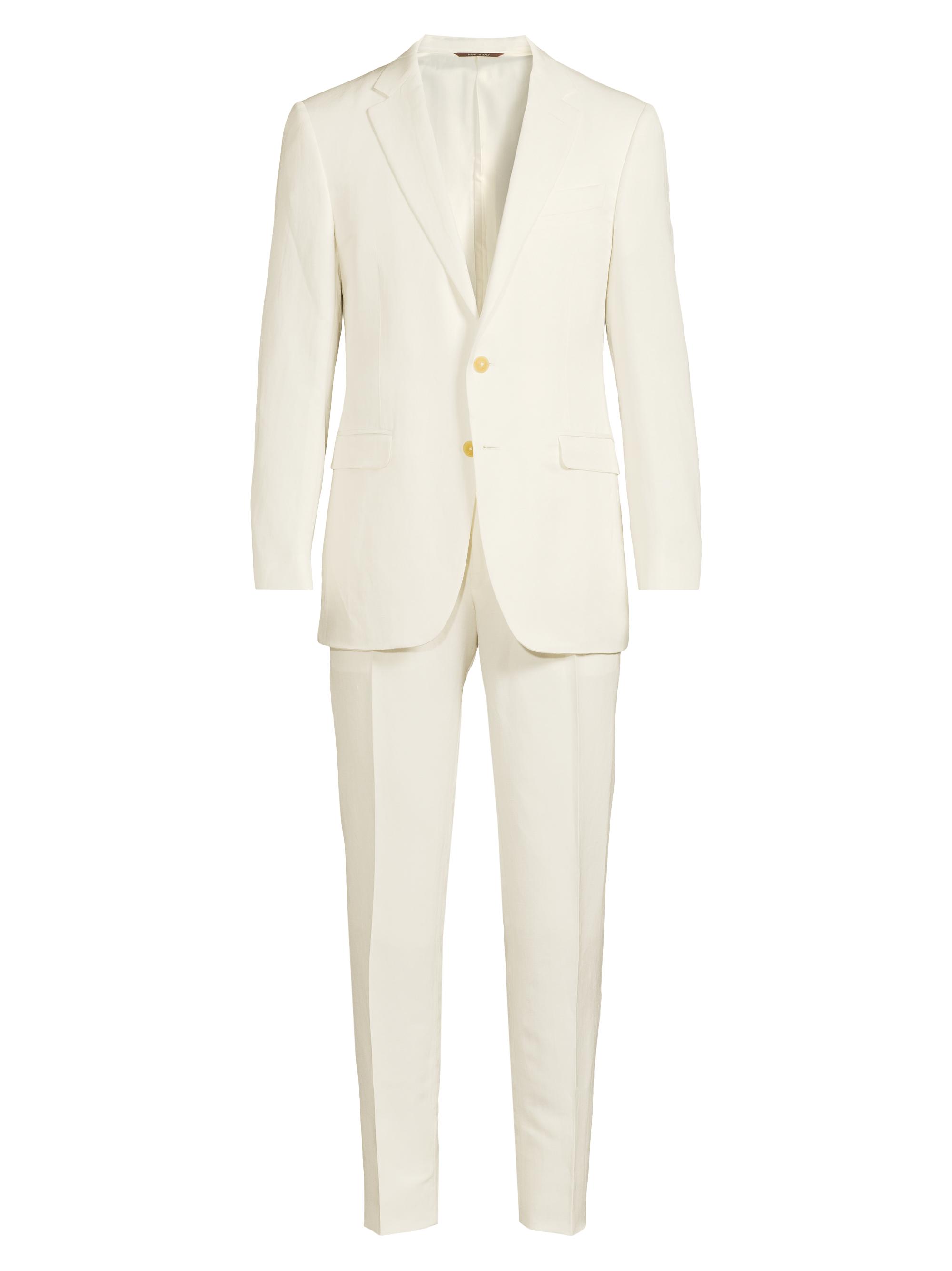Canali Men's Solid Linen-Silk Single-Breasted Suit - White