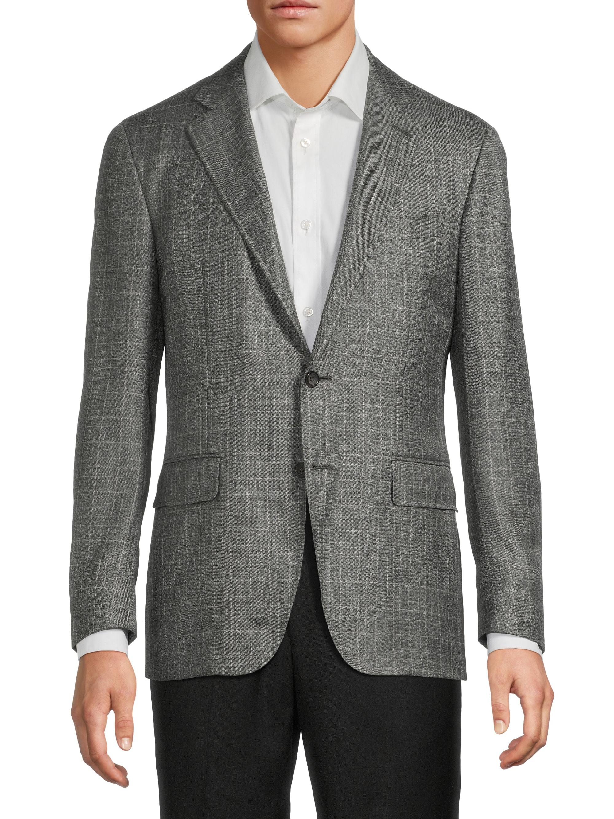 Plaid Wool-Silk-Linen Sport Coat
